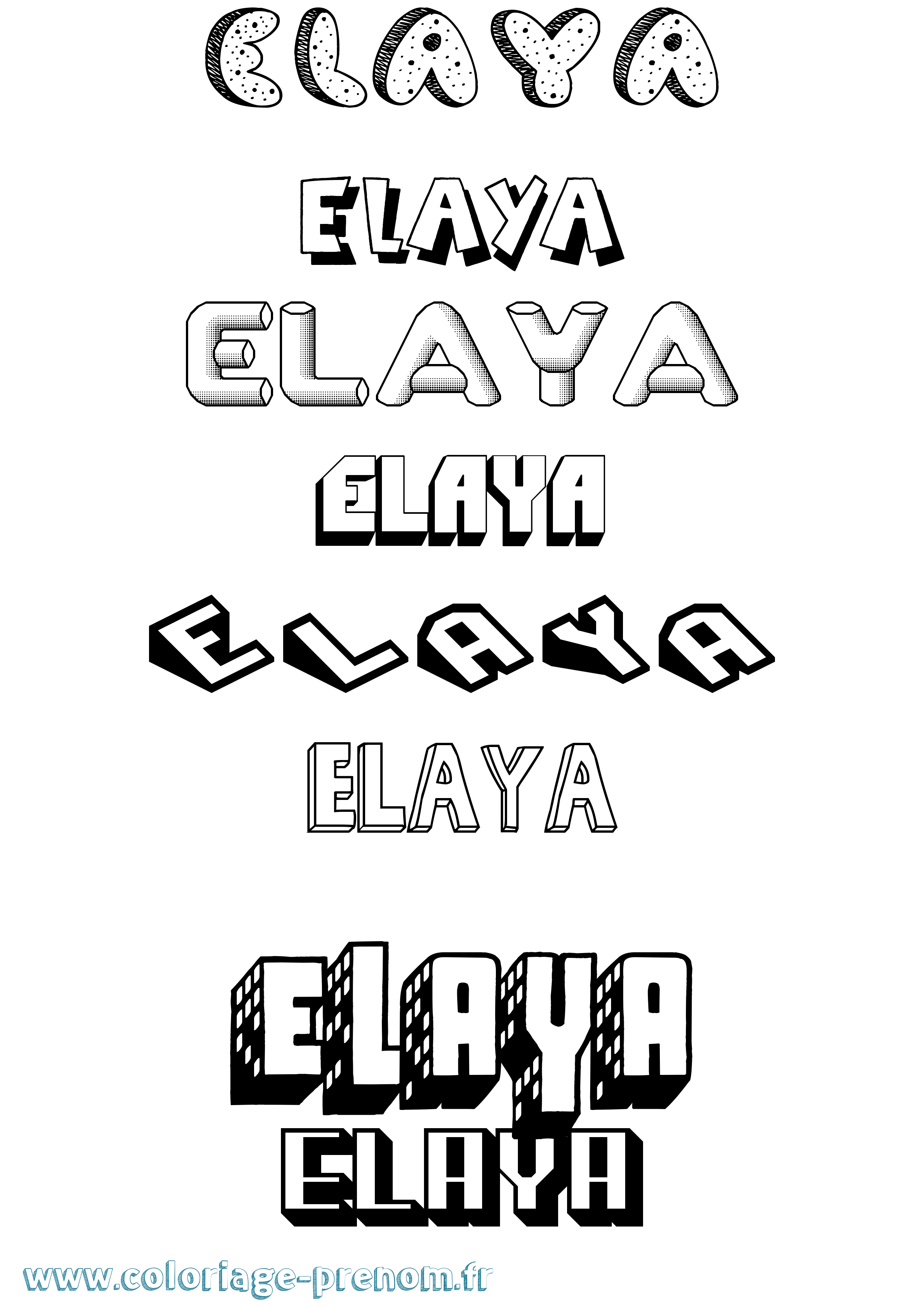 Coloriage Elaya Effet 3D Coloriage prénom Elaya Effet 3D