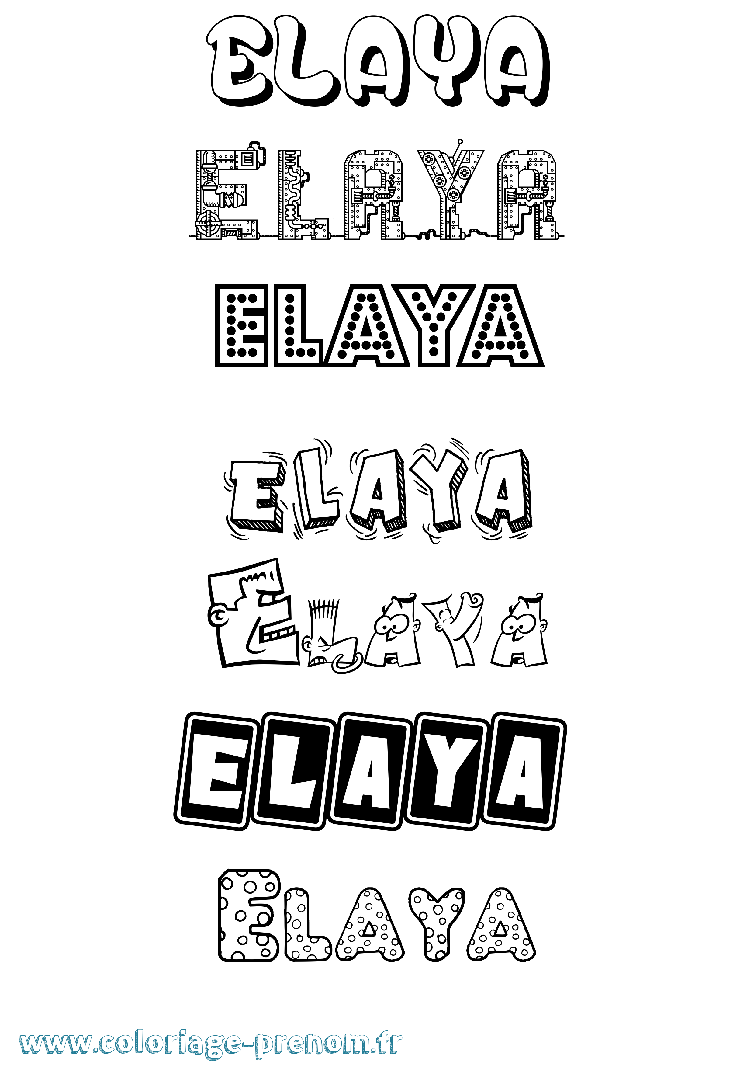 Coloriage Elaya Fun Coloriage prénom Elaya Fun