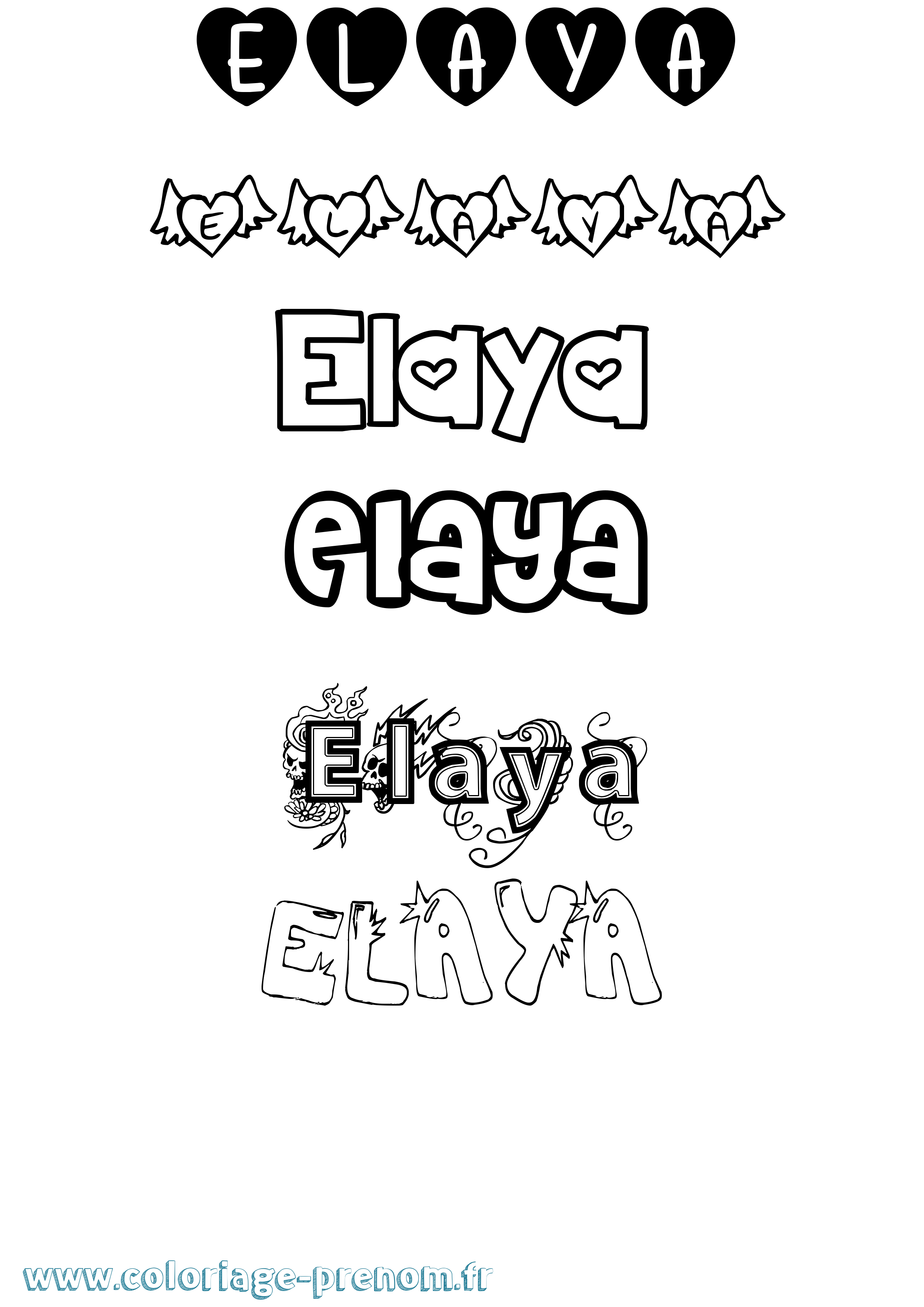 Coloriage Elaya Girly Coloriage prénom Elaya Girly