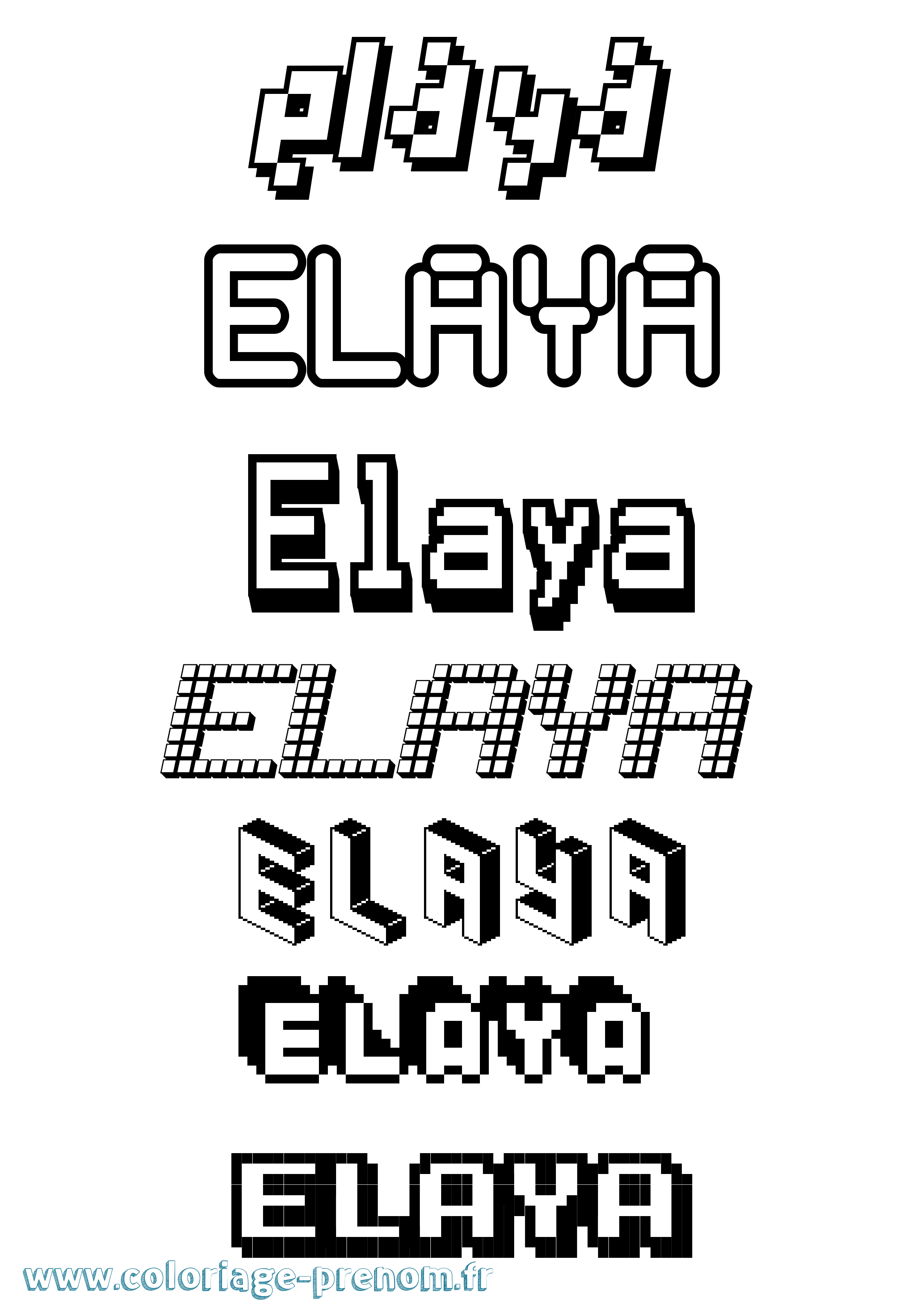 Coloriage Elaya Pixel Coloriage prénom Elaya Pixel
