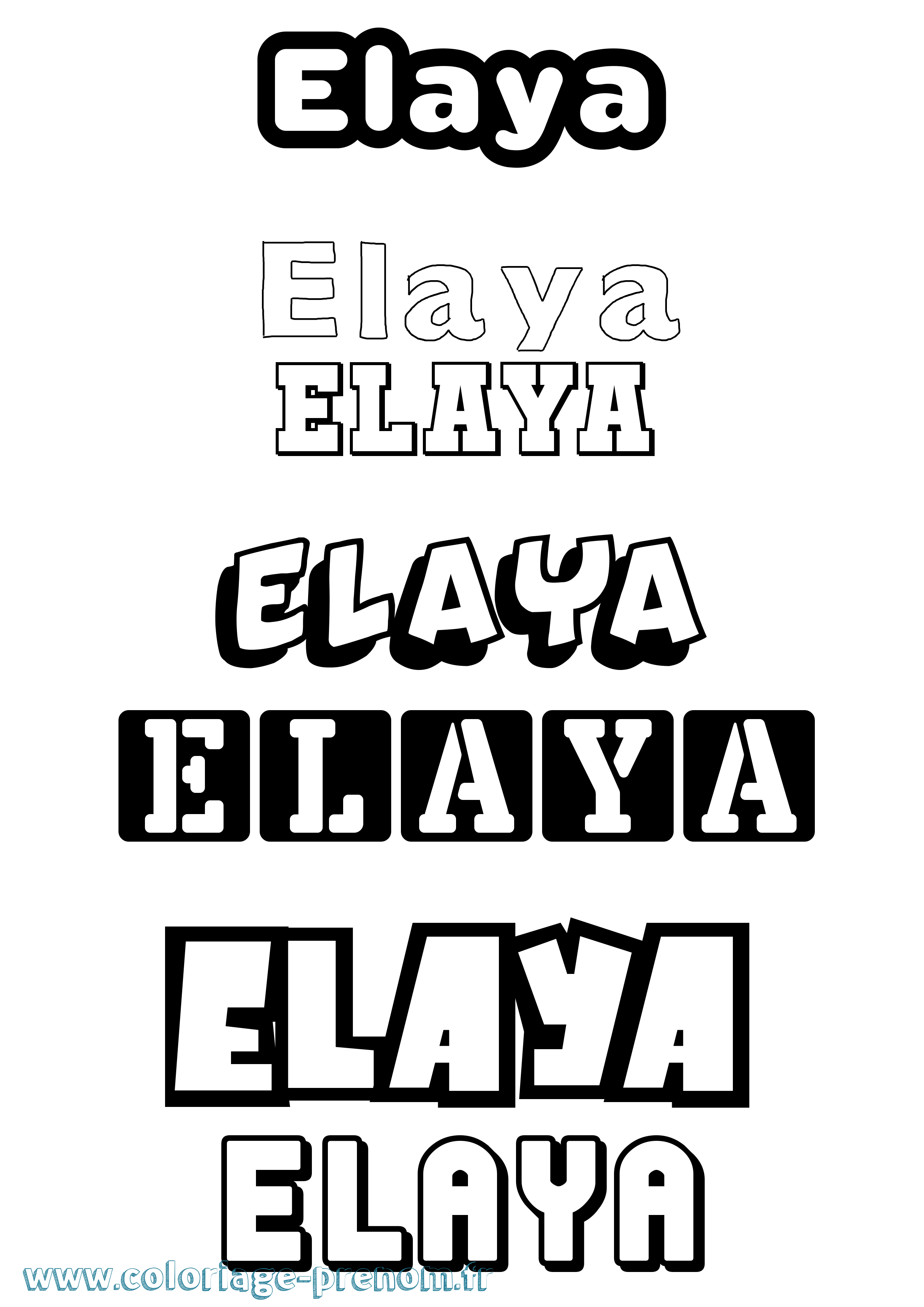 Coloriage Elaya Simple Coloriage prénom Elaya Simple