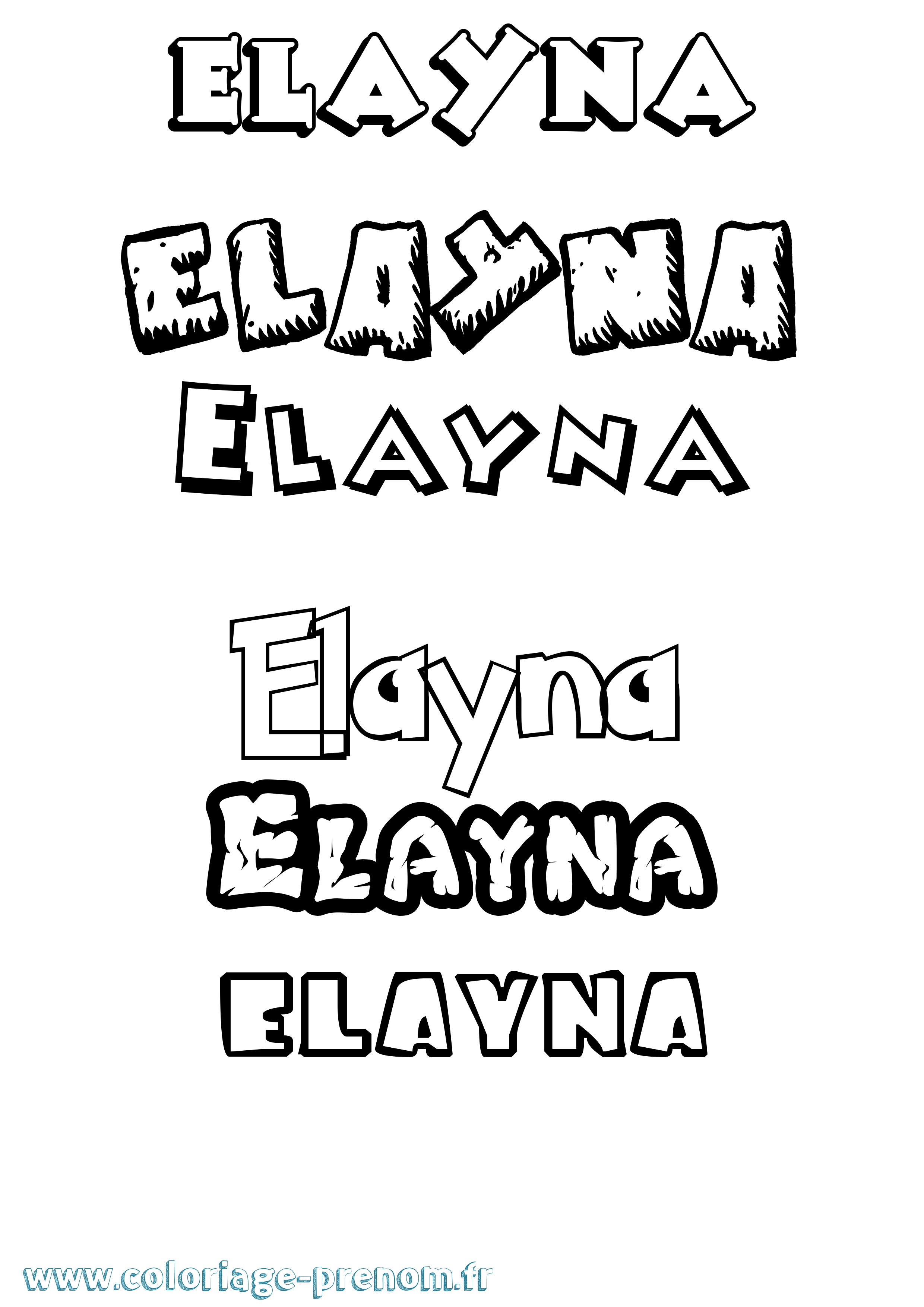 Coloriage Elayna Dessin Animé Coloriage prénom Elayna Dessin Animé