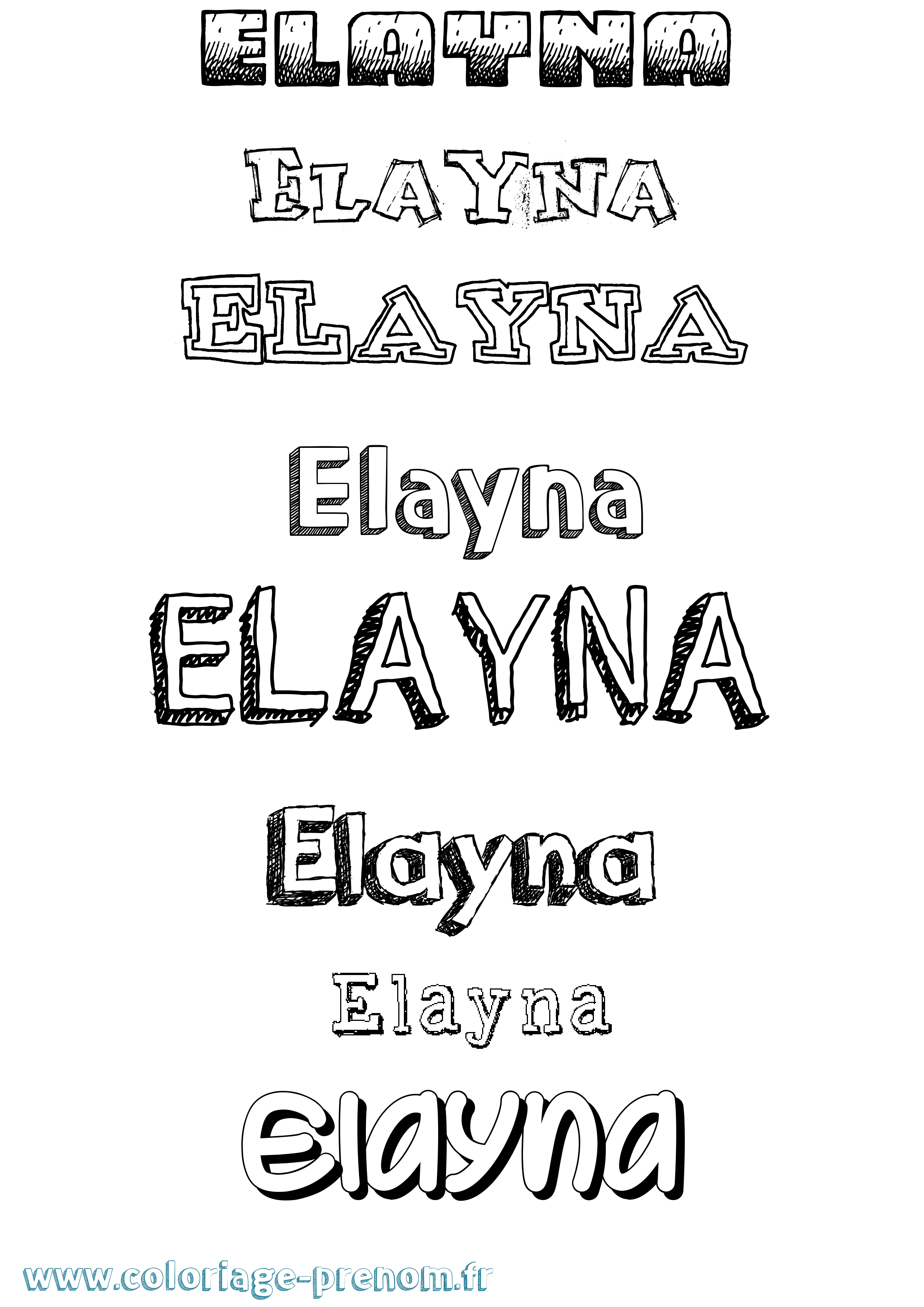 Coloriage Elayna Dessiné Coloriage prénom Elayna Dessiné
