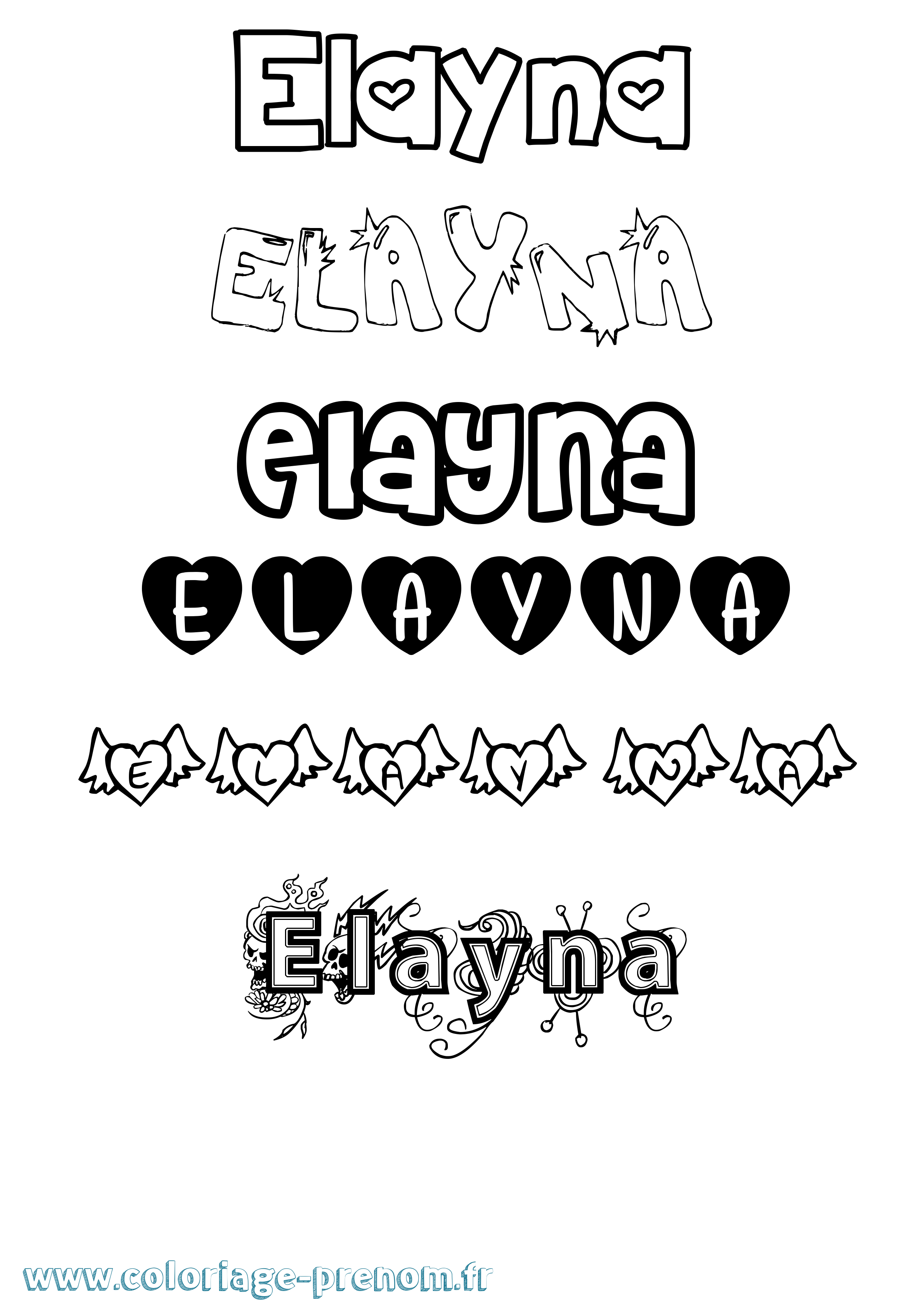 Coloriage Elayna Girly Coloriage prénom Elayna Girly