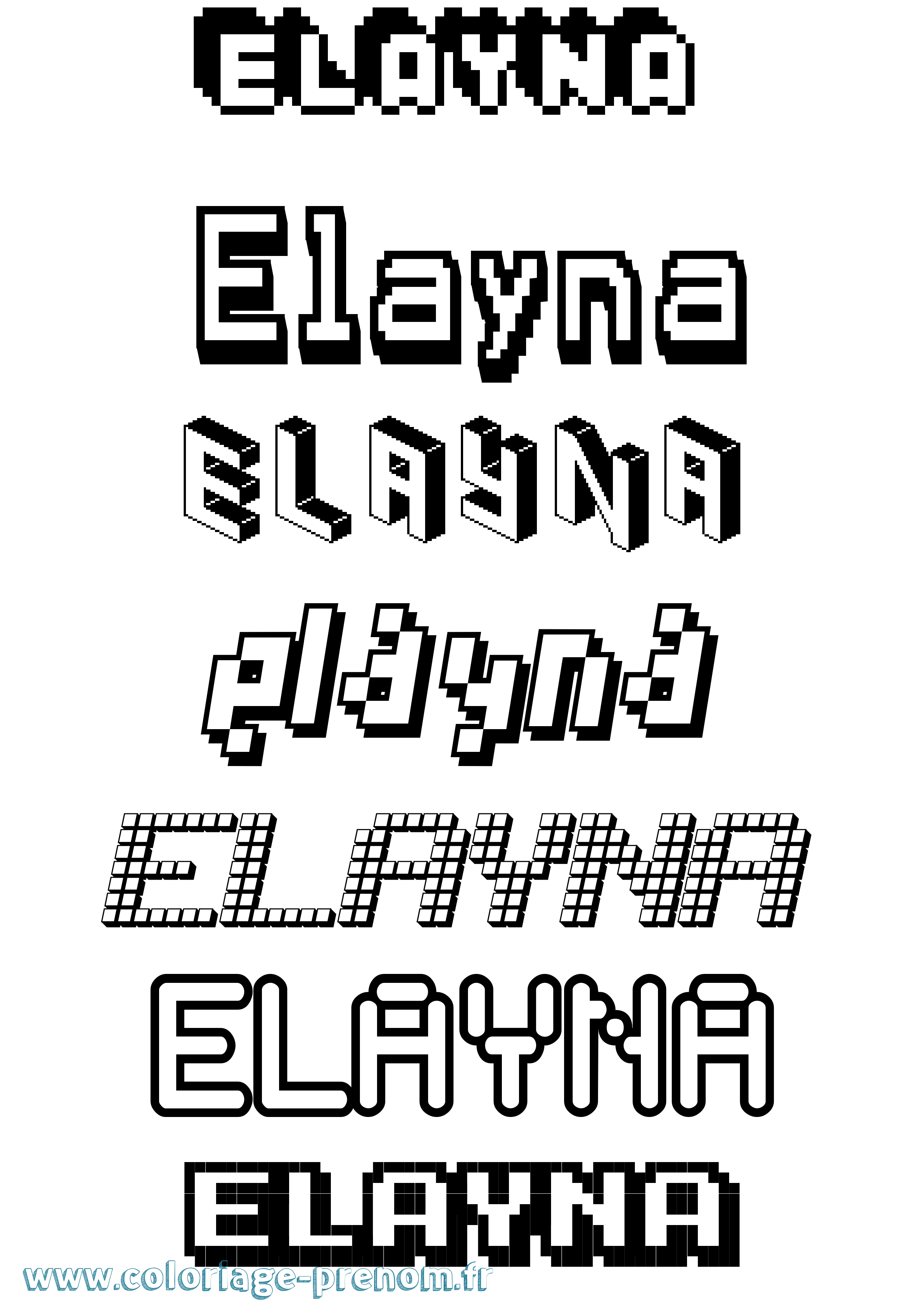 Coloriage Elayna Pixel Coloriage prénom Elayna Pixel