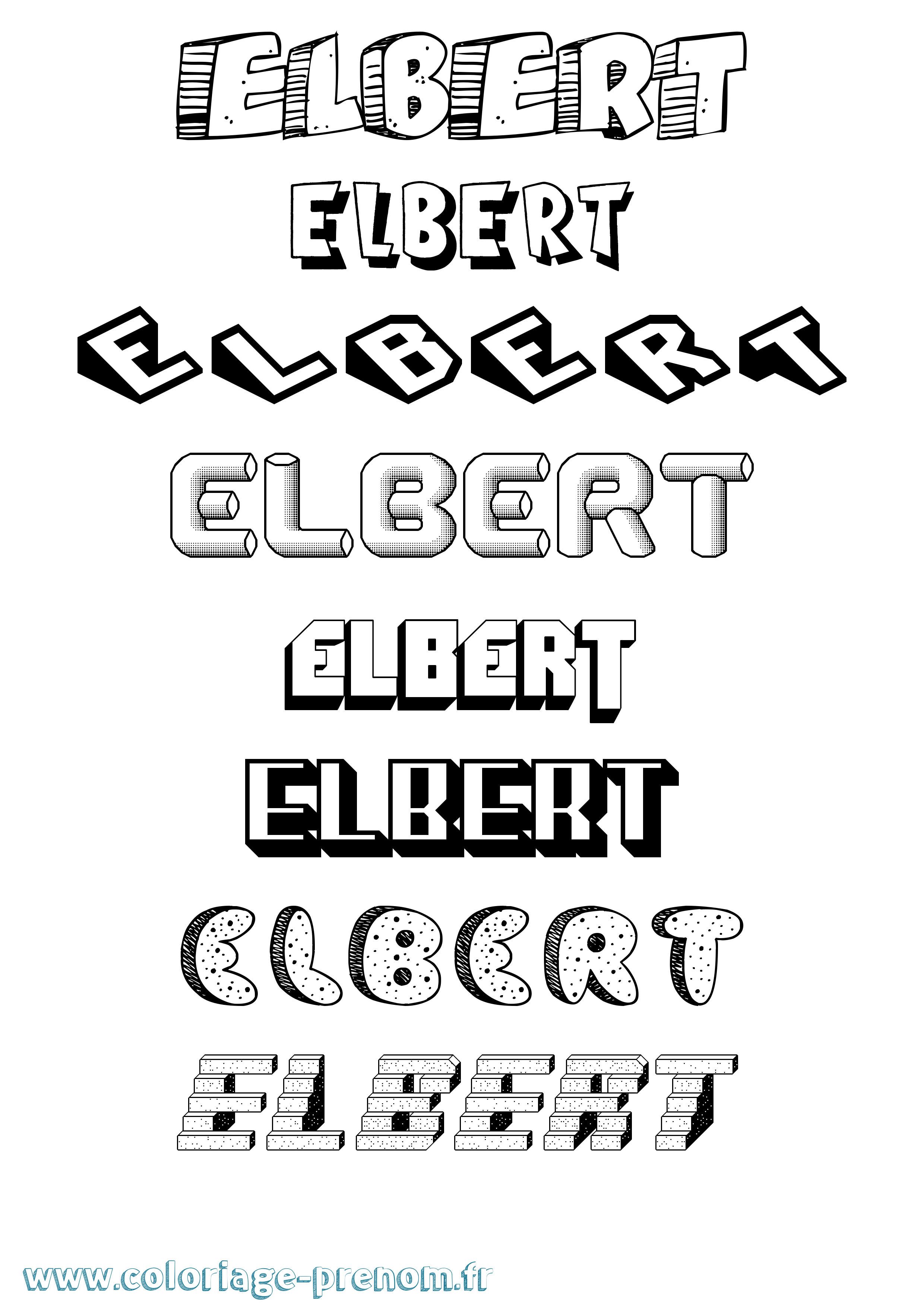 Coloriage Elbert Effet 3D Coloriage prénom Elbert Effet 3D