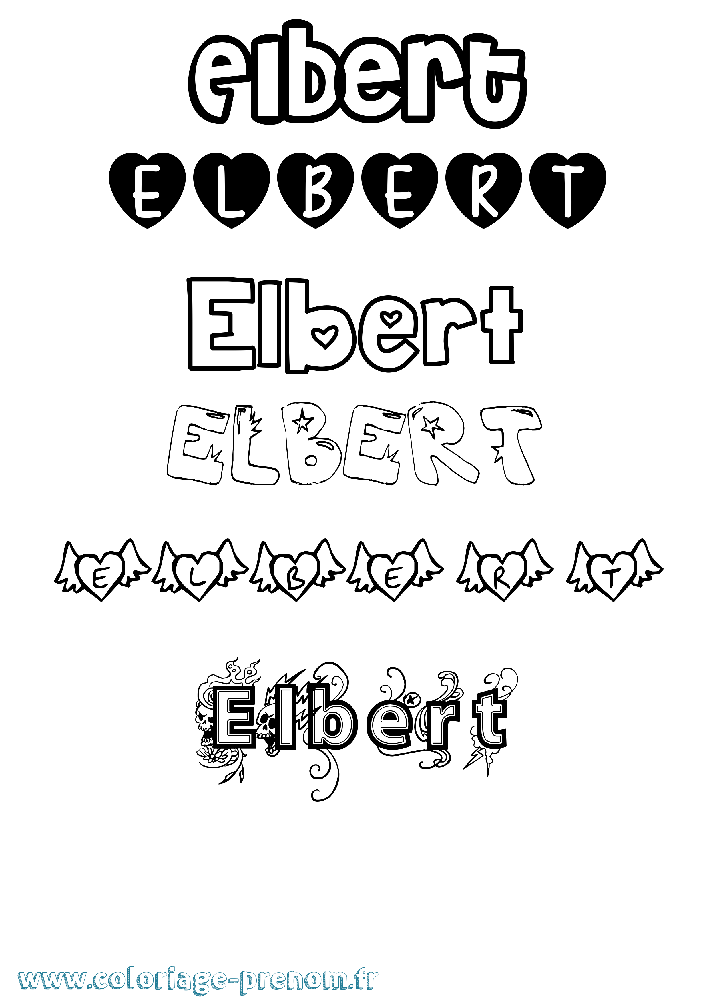 Coloriage Elbert Girly Coloriage prénom Elbert Girly