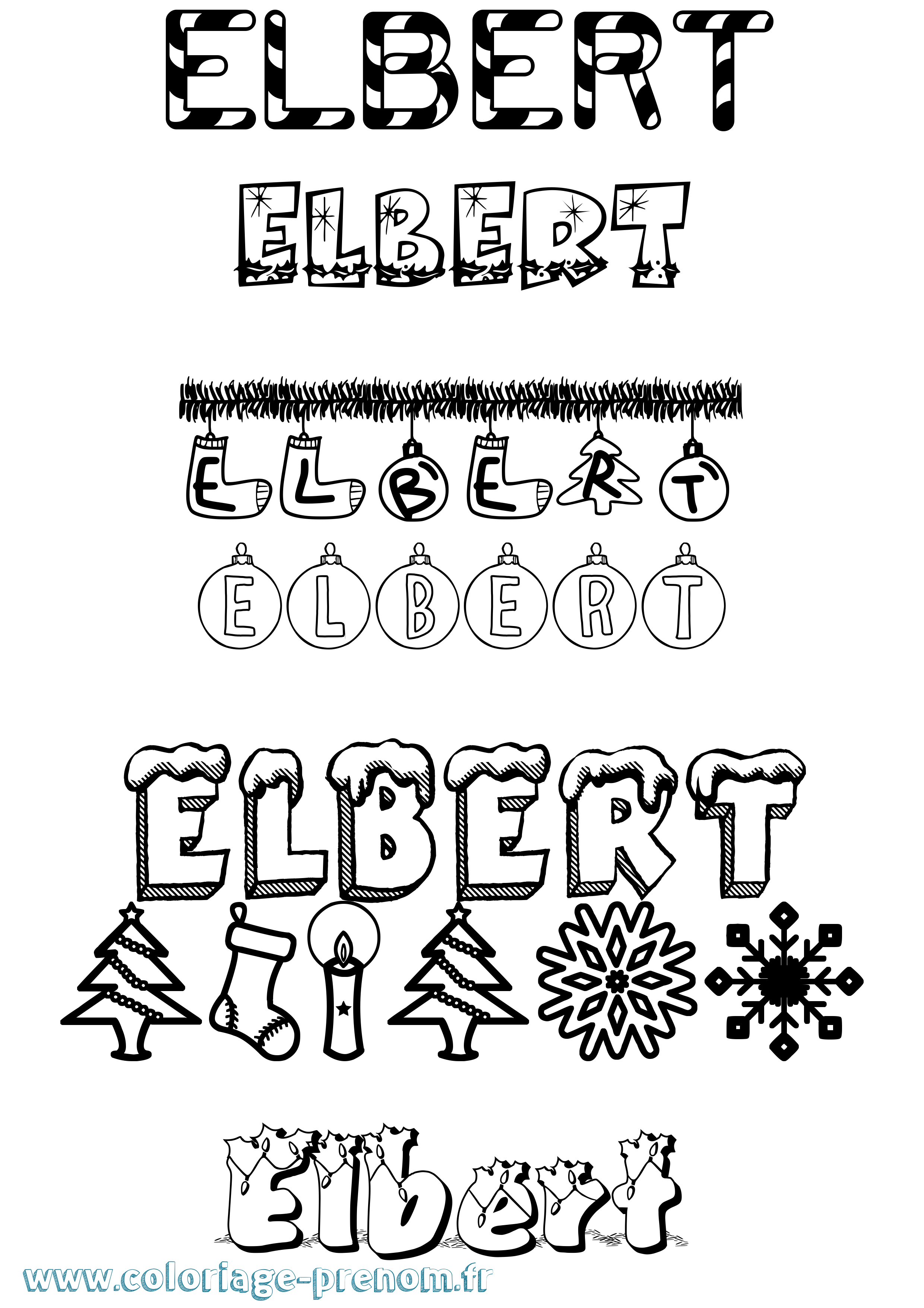 Coloriage Elbert Noël Coloriage prénom Elbert Noël