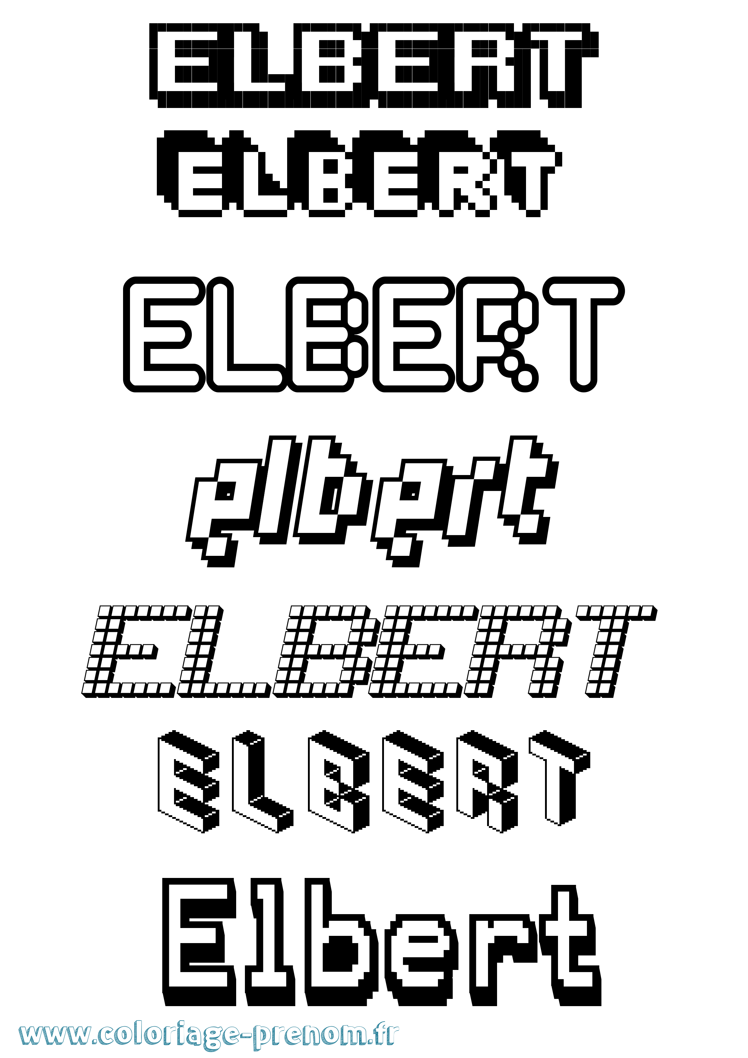 Coloriage Elbert Pixel Coloriage prénom Elbert Pixel