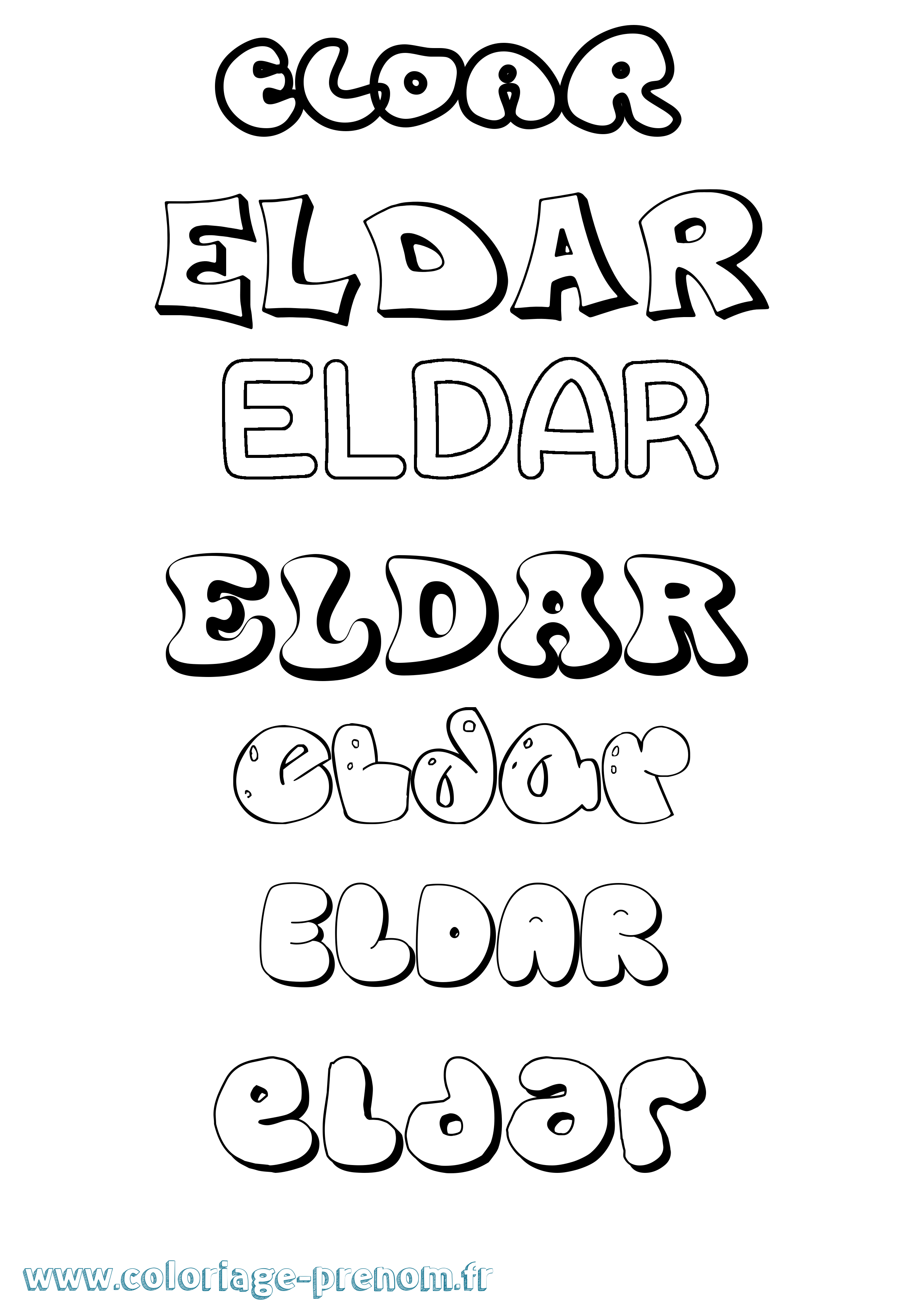 Coloriage Eldar Bubble Coloriage prénom Eldar Bubble