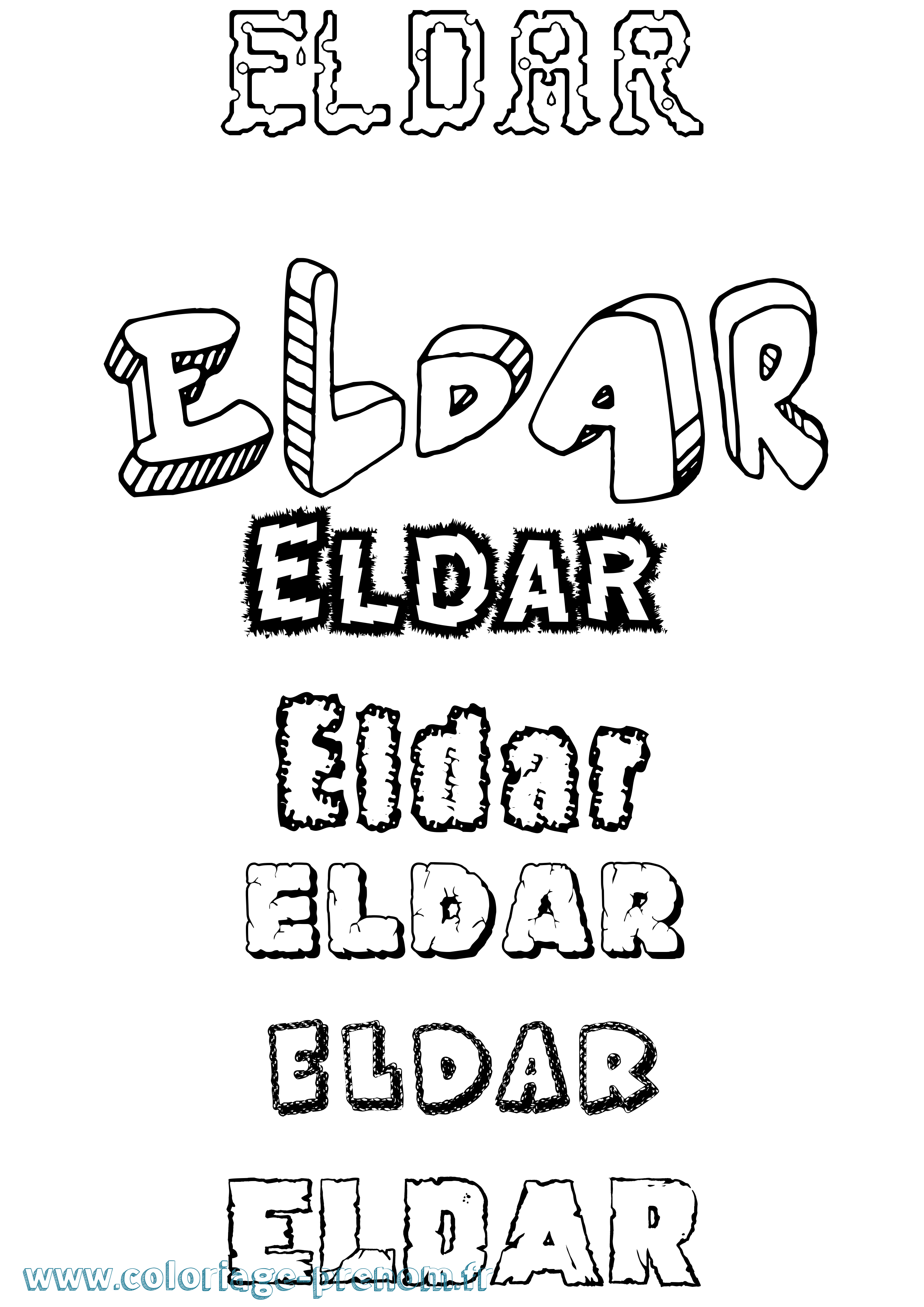 Coloriage Eldar Destructuré Coloriage prénom Eldar Destructuré