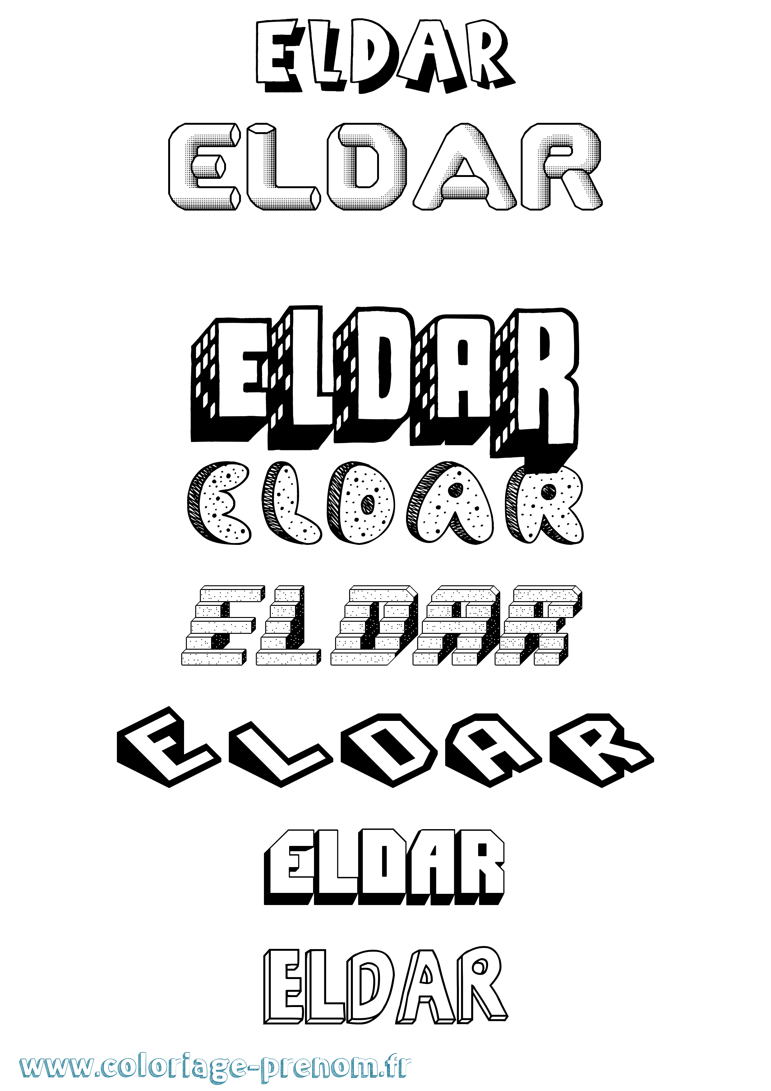 Coloriage Eldar Effet 3D Coloriage prénom Eldar Effet 3D