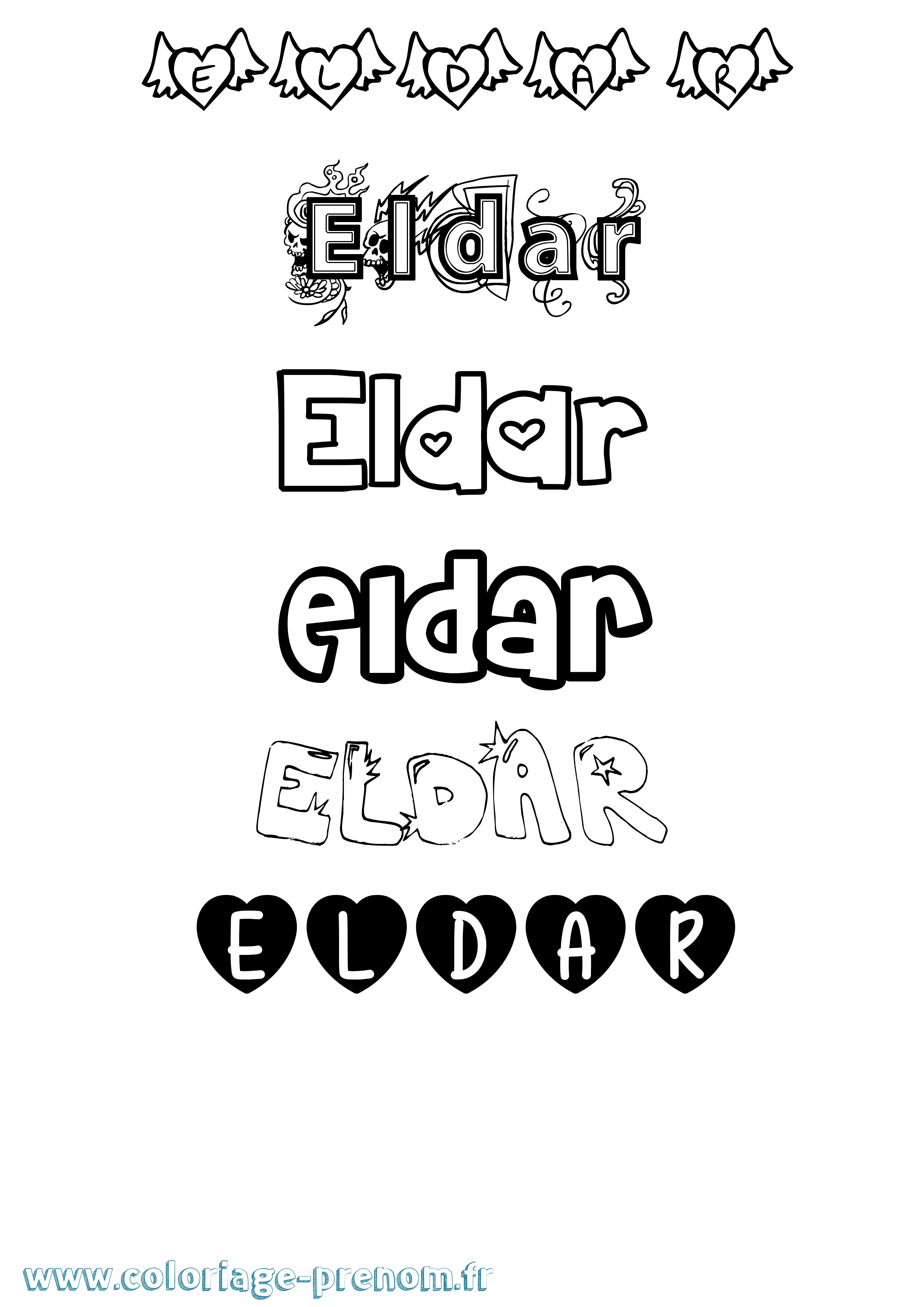 Coloriage Eldar Girly Coloriage prénom Eldar Girly