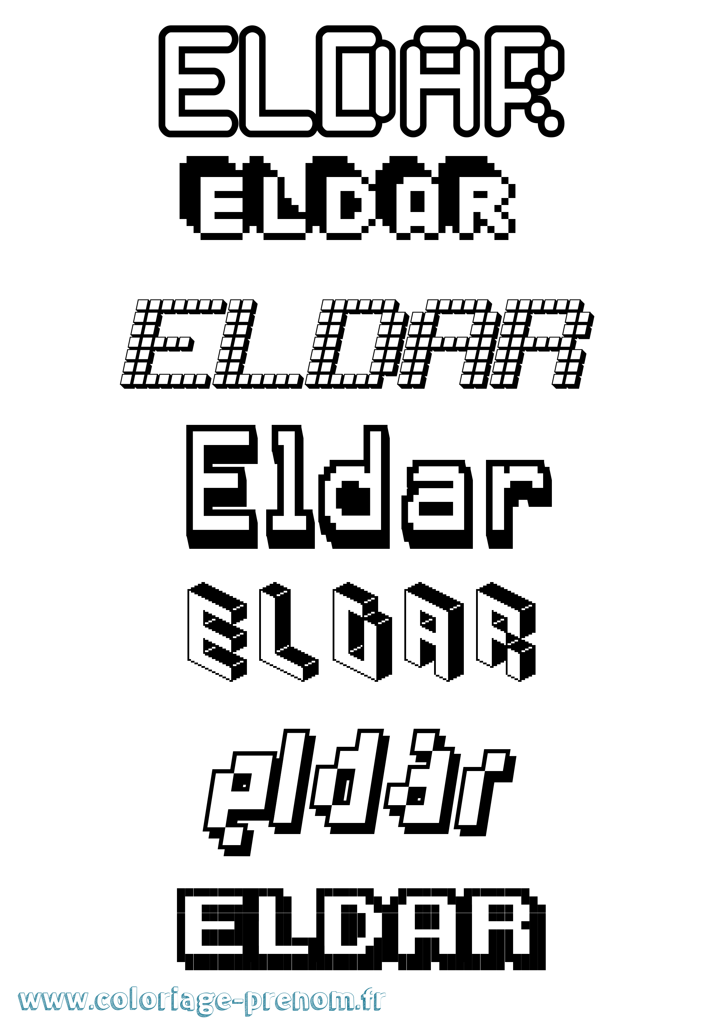 Coloriage Eldar Pixel Coloriage prénom Eldar Pixel