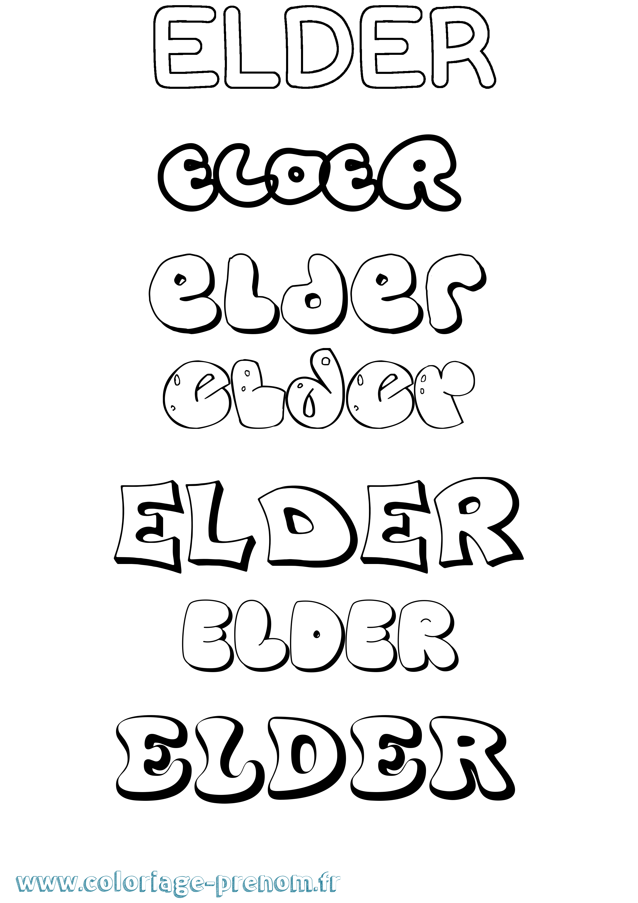 Coloriage Elder Bubble Coloriage prénom Elder Bubble