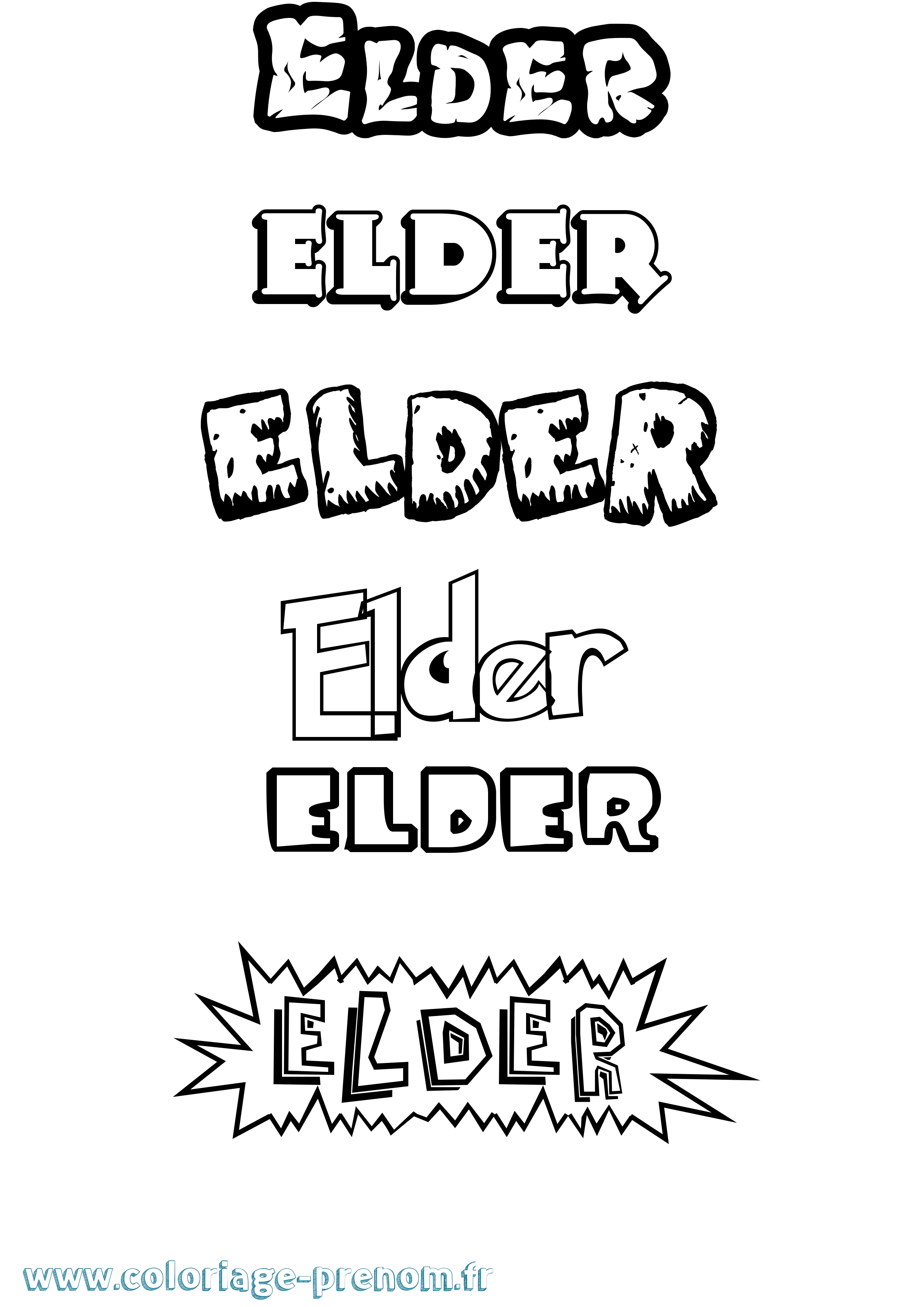 Coloriage Elder Dessin Animé Coloriage prénom Elder Dessin Animé