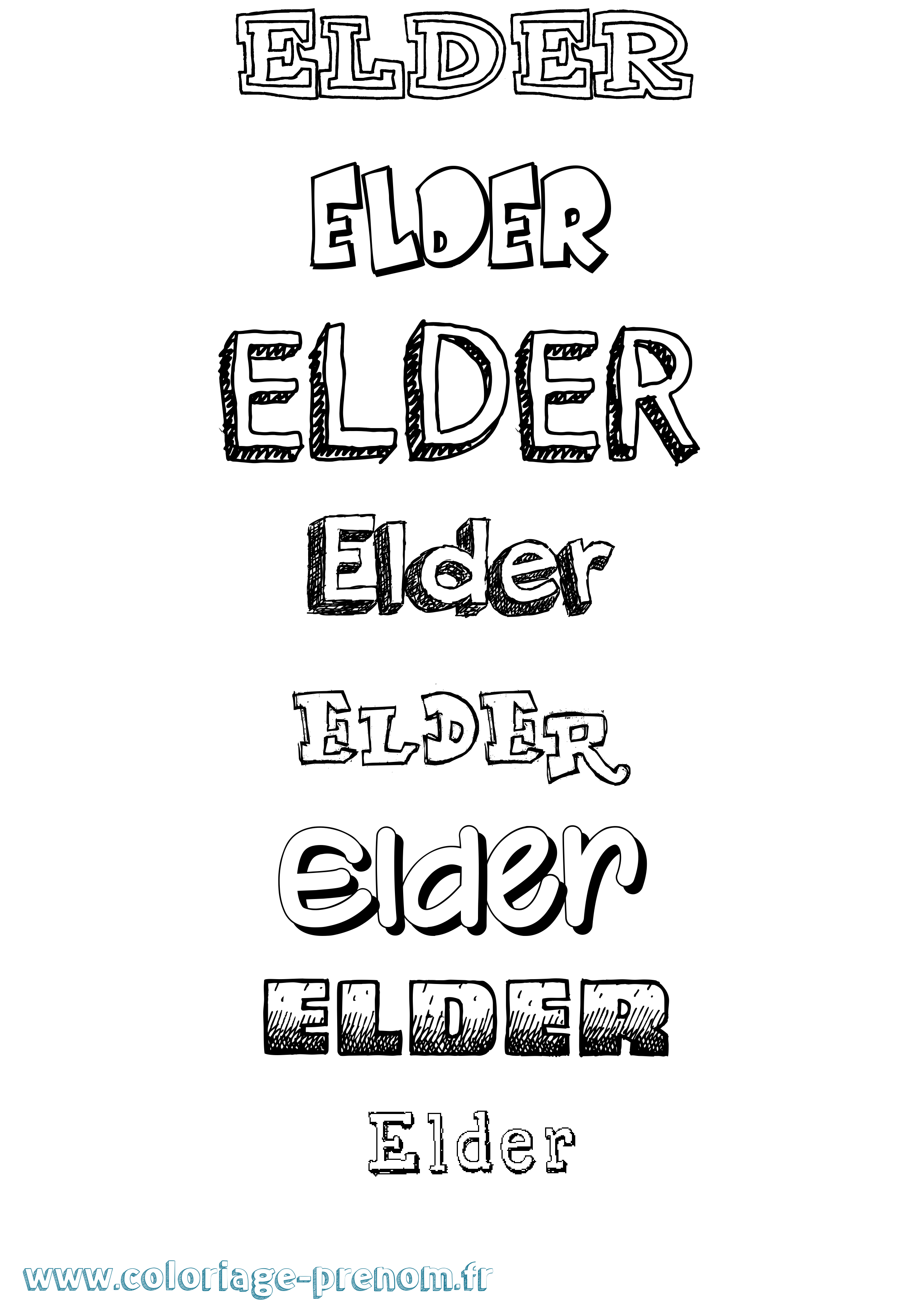 Coloriage Elder Dessiné Coloriage prénom Elder Dessiné