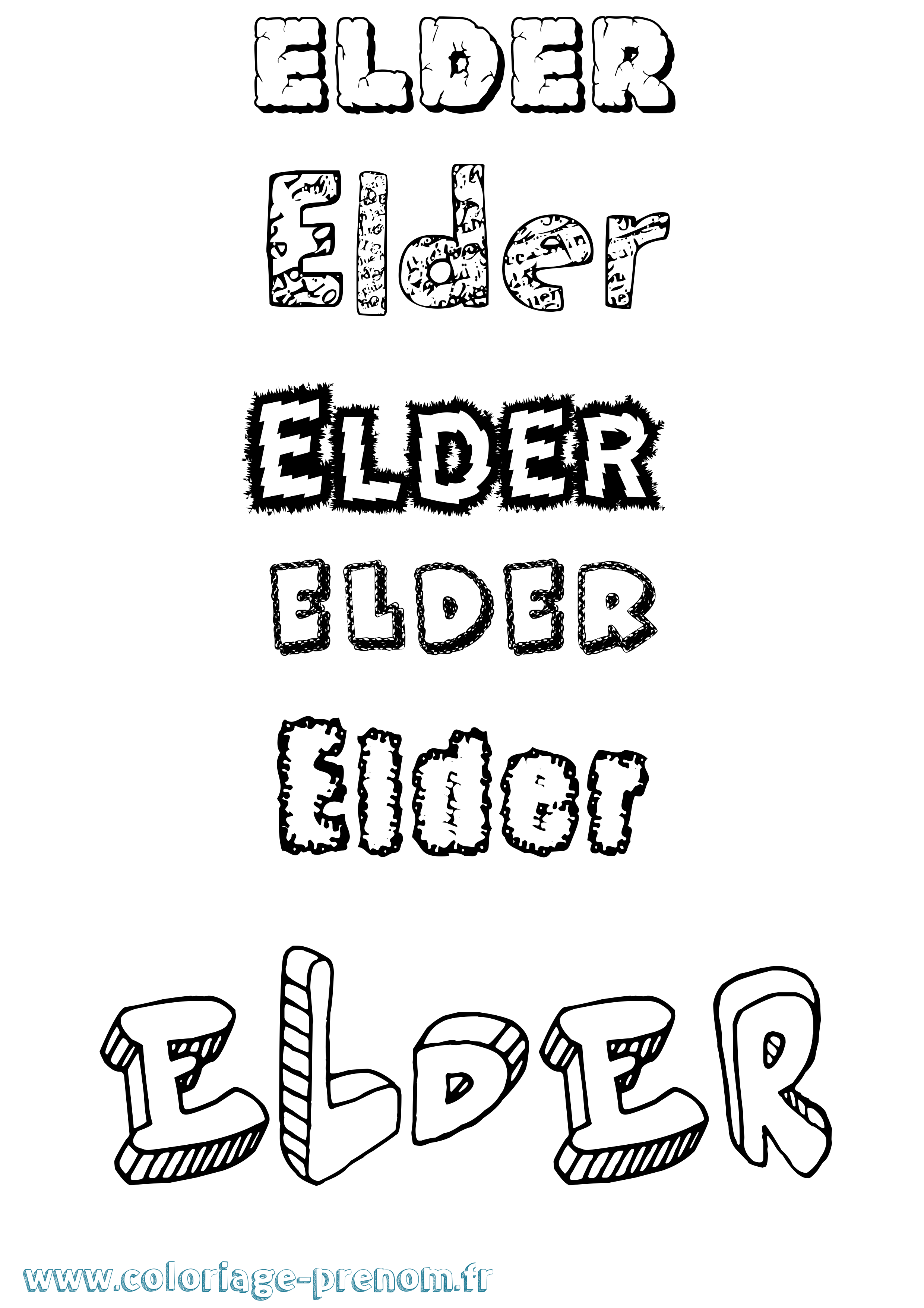 Coloriage Elder Destructuré Coloriage prénom Elder Destructuré