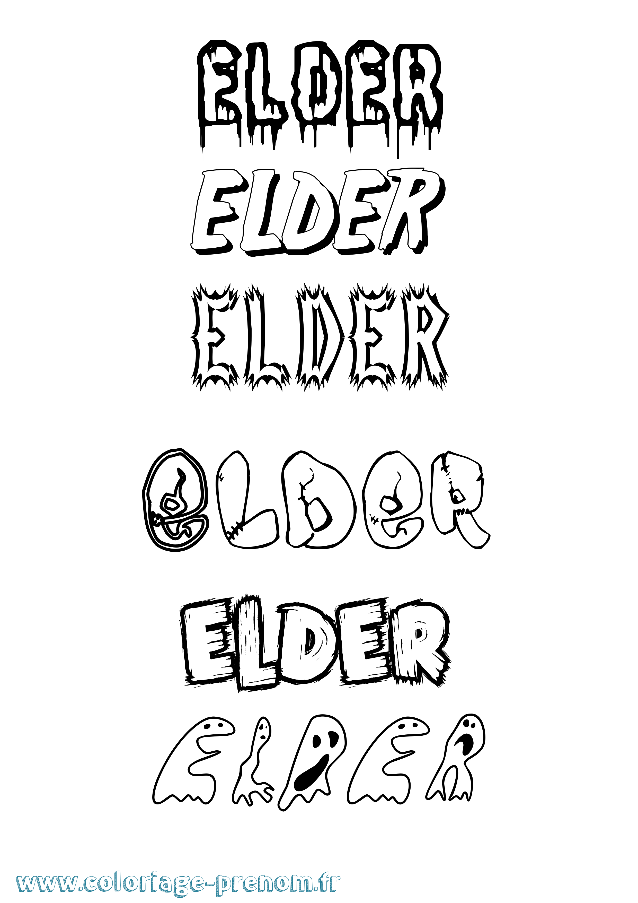 Coloriage Elder Frisson Coloriage prénom Elder Frisson