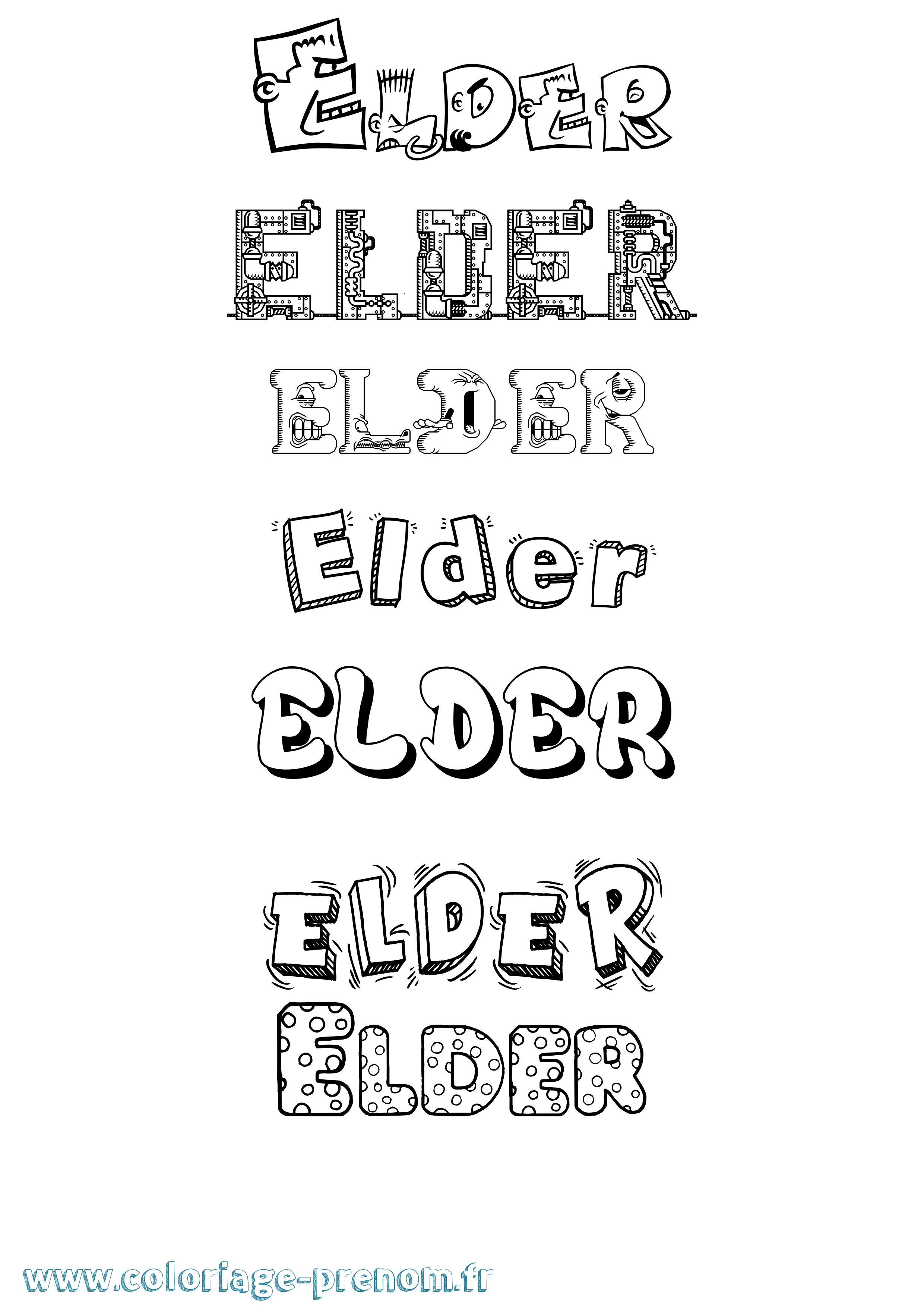 Coloriage Elder Fun Coloriage prénom Elder Fun
