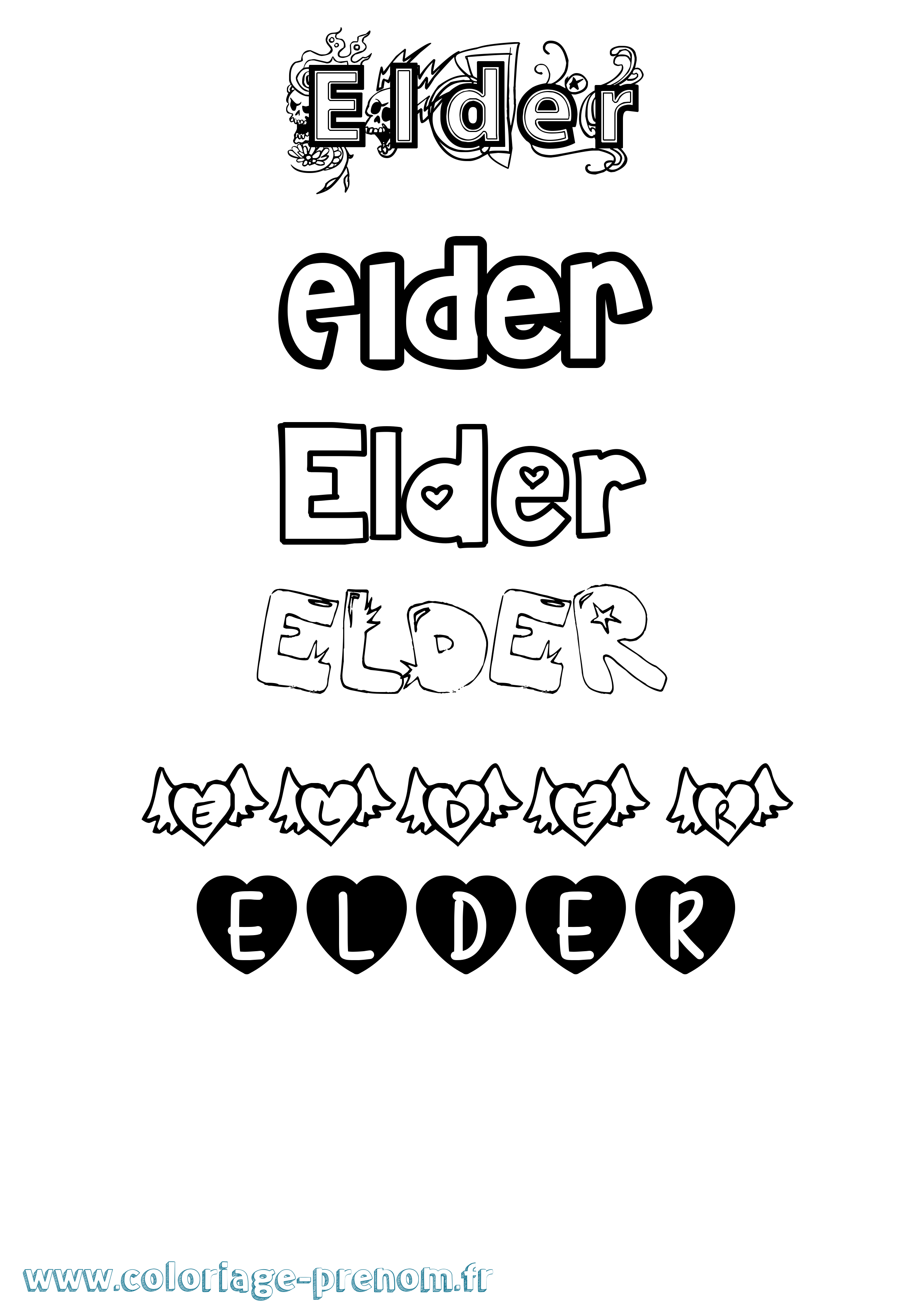 Coloriage Elder Girly Coloriage prénom Elder Girly