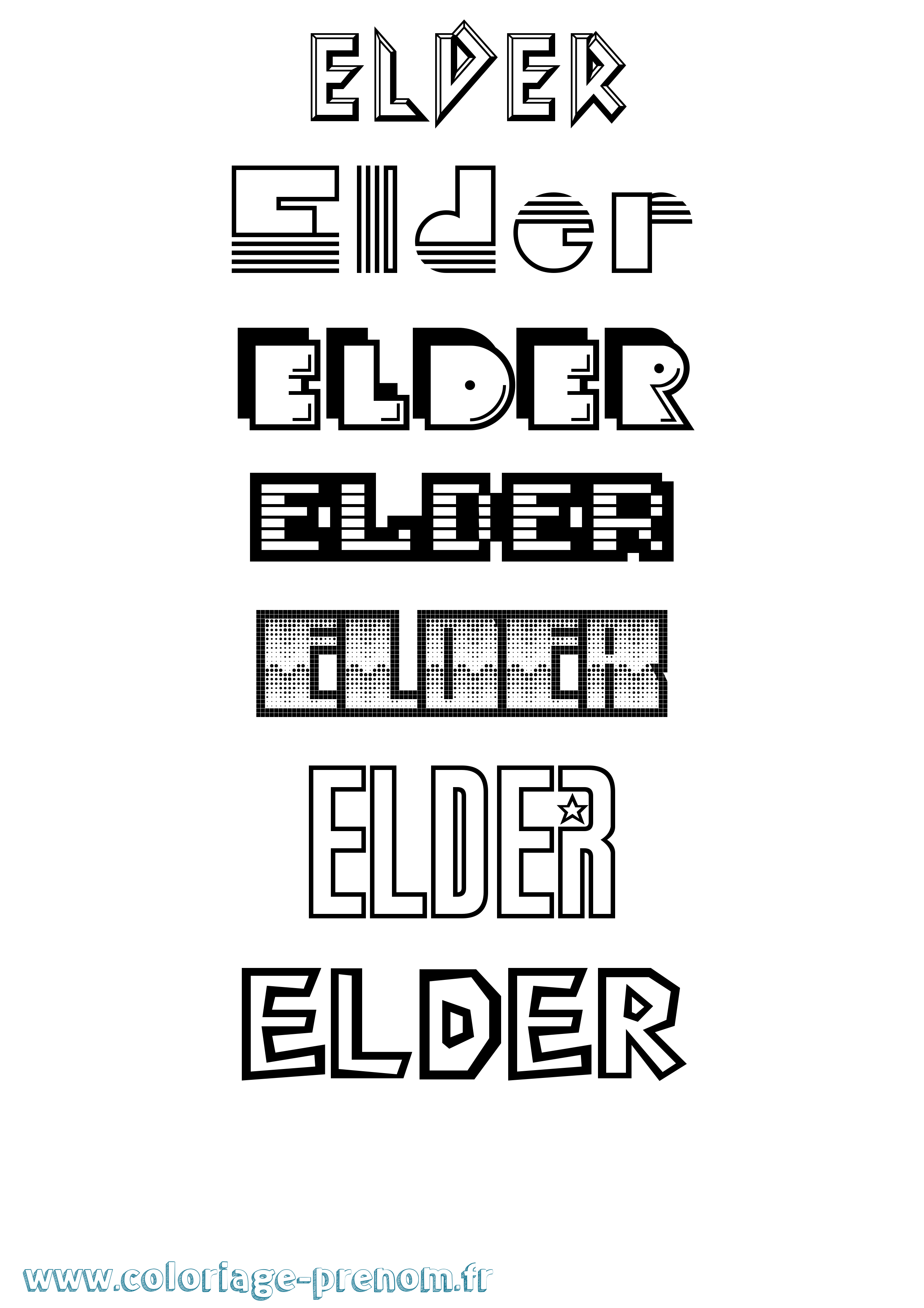 Coloriage Elder Jeux Vidéos Coloriage prénom Elder Jeux Vidéos