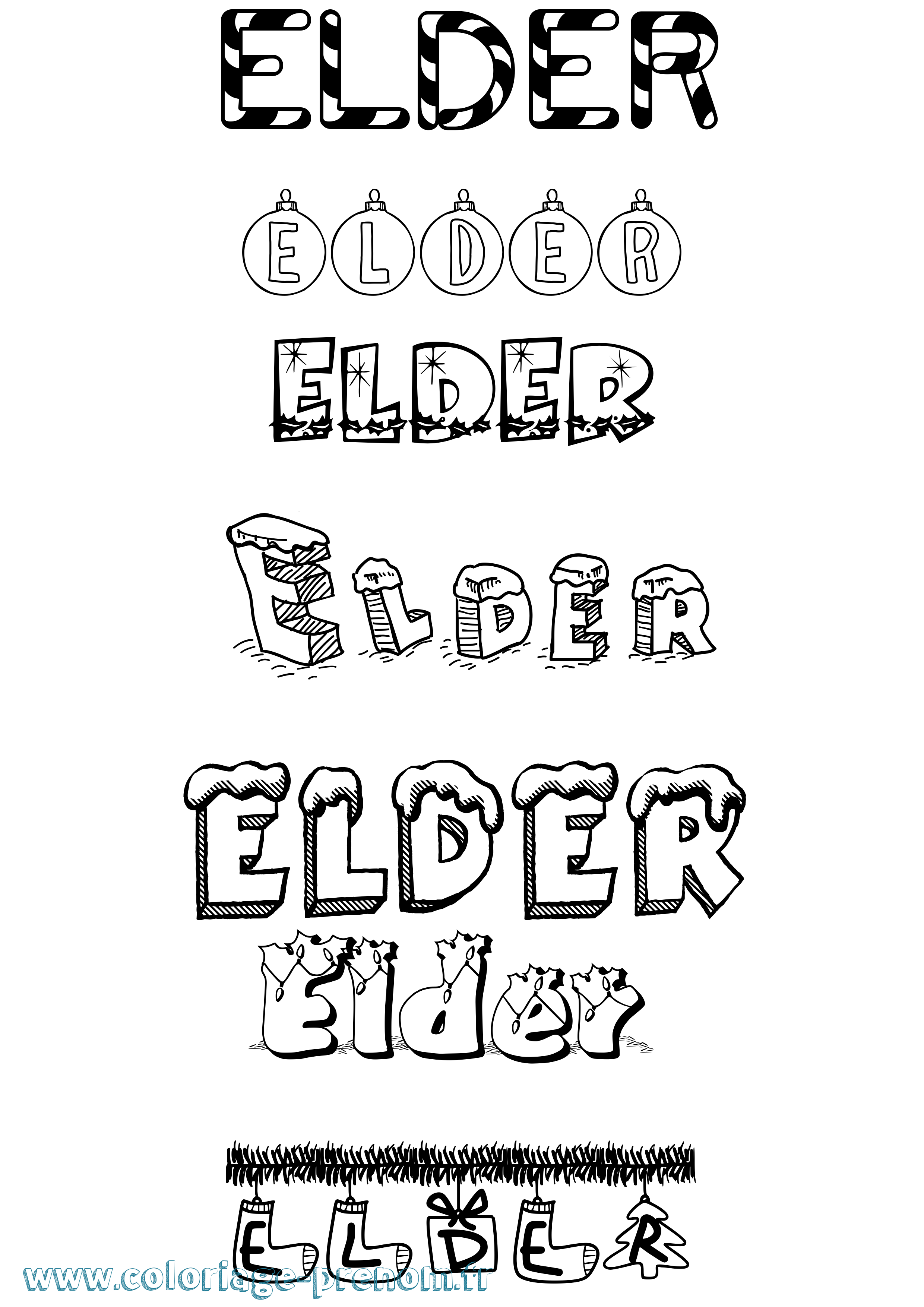 Coloriage Elder Noël Coloriage prénom Elder Noël