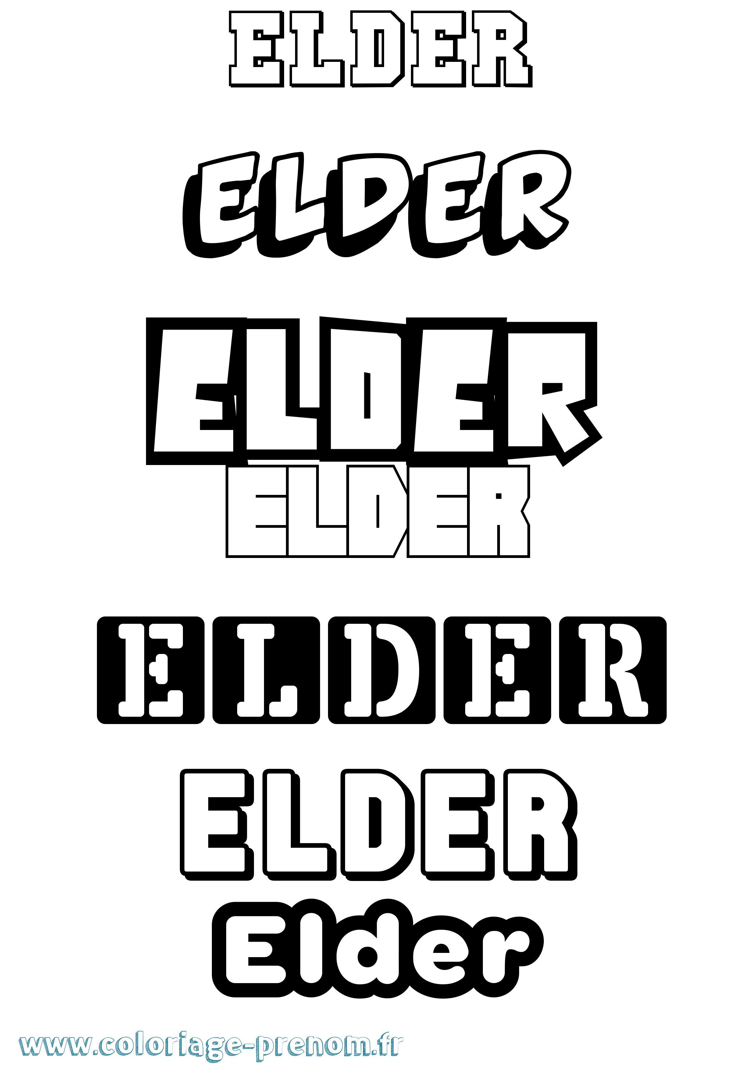 Coloriage Elder Simple Coloriage prénom Elder Simple