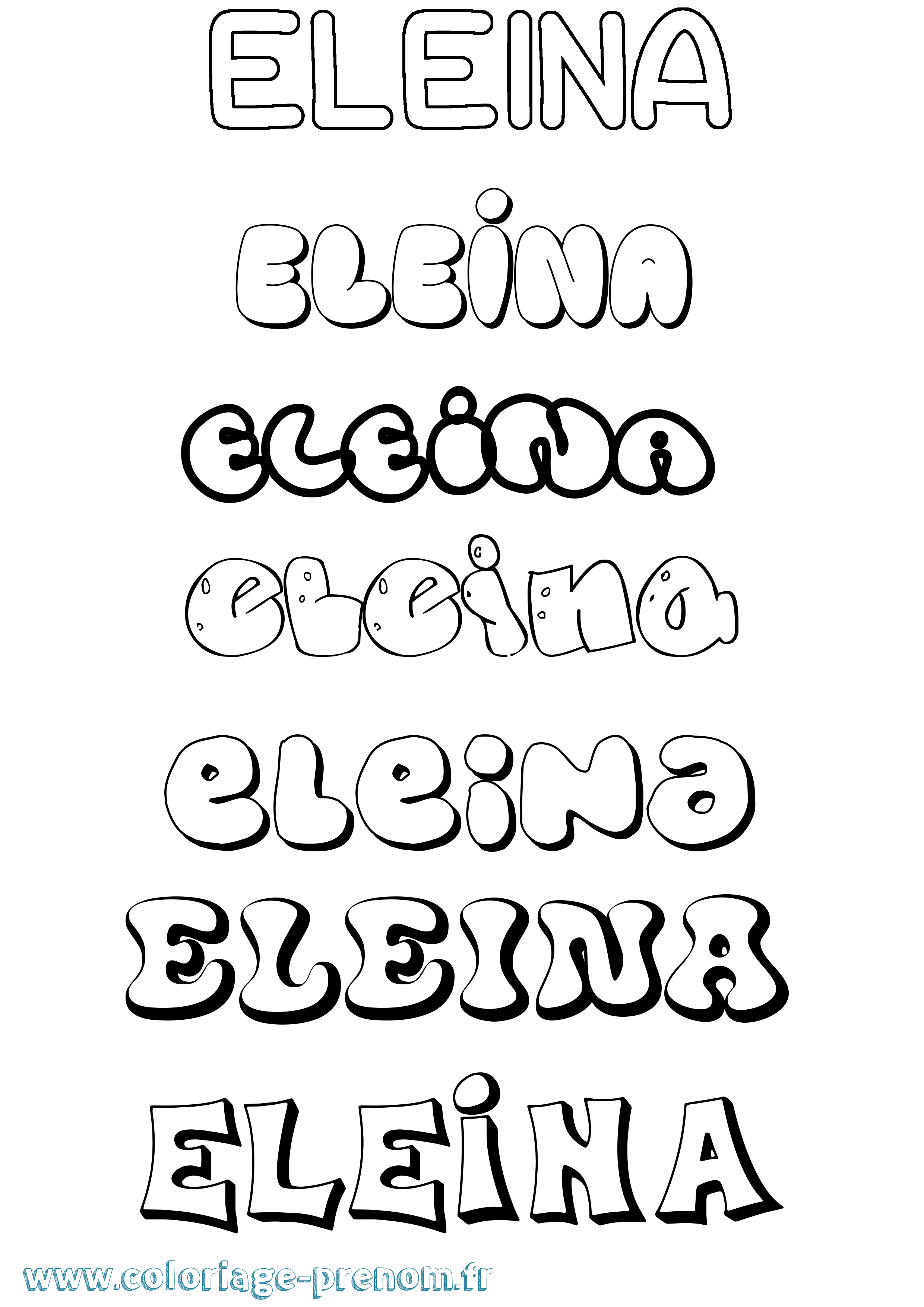 Coloriage Eleina Bubble Coloriage prénom Eleina Bubble