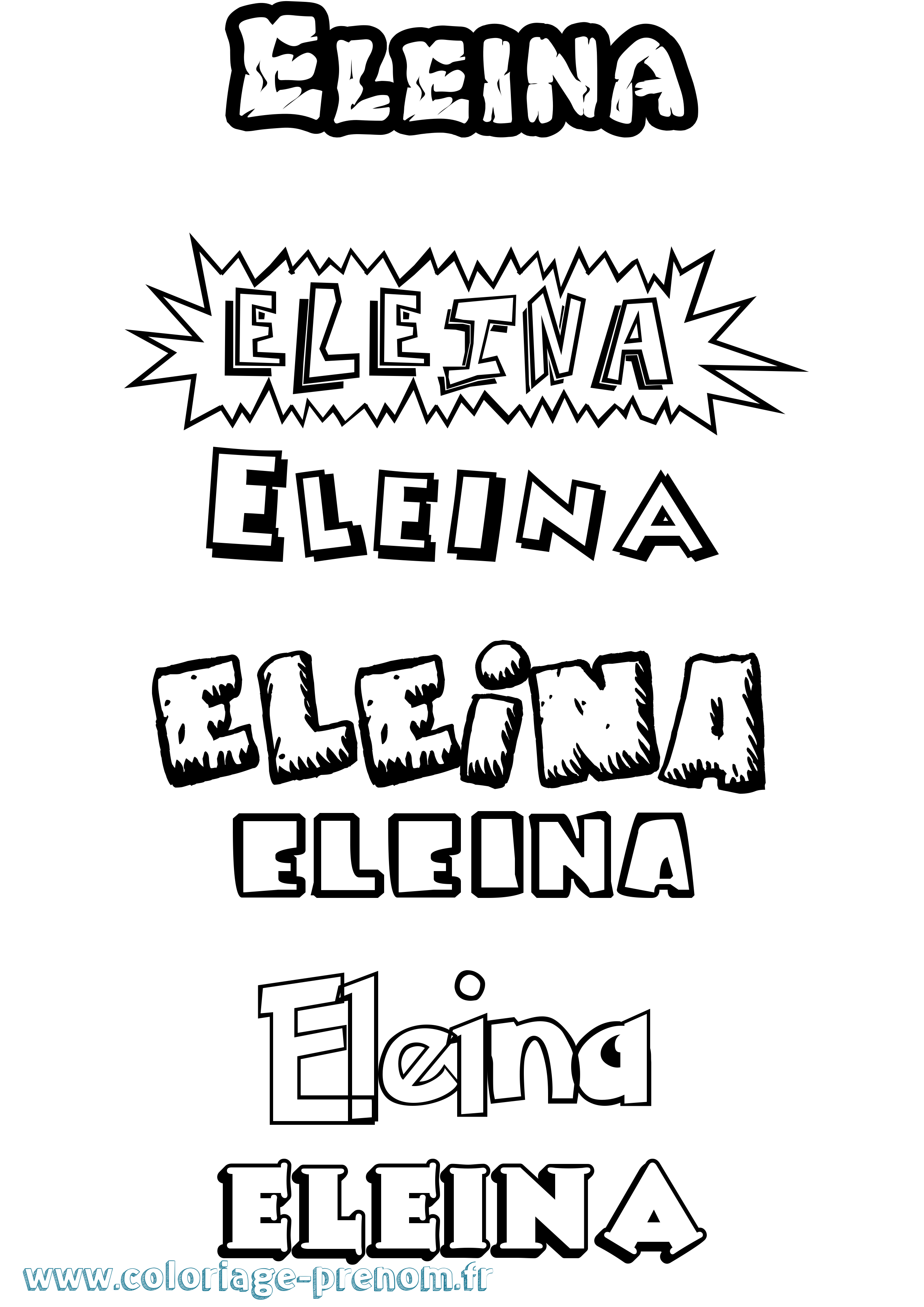 Coloriage Eleina Dessin Animé Coloriage prénom Eleina Dessin Animé