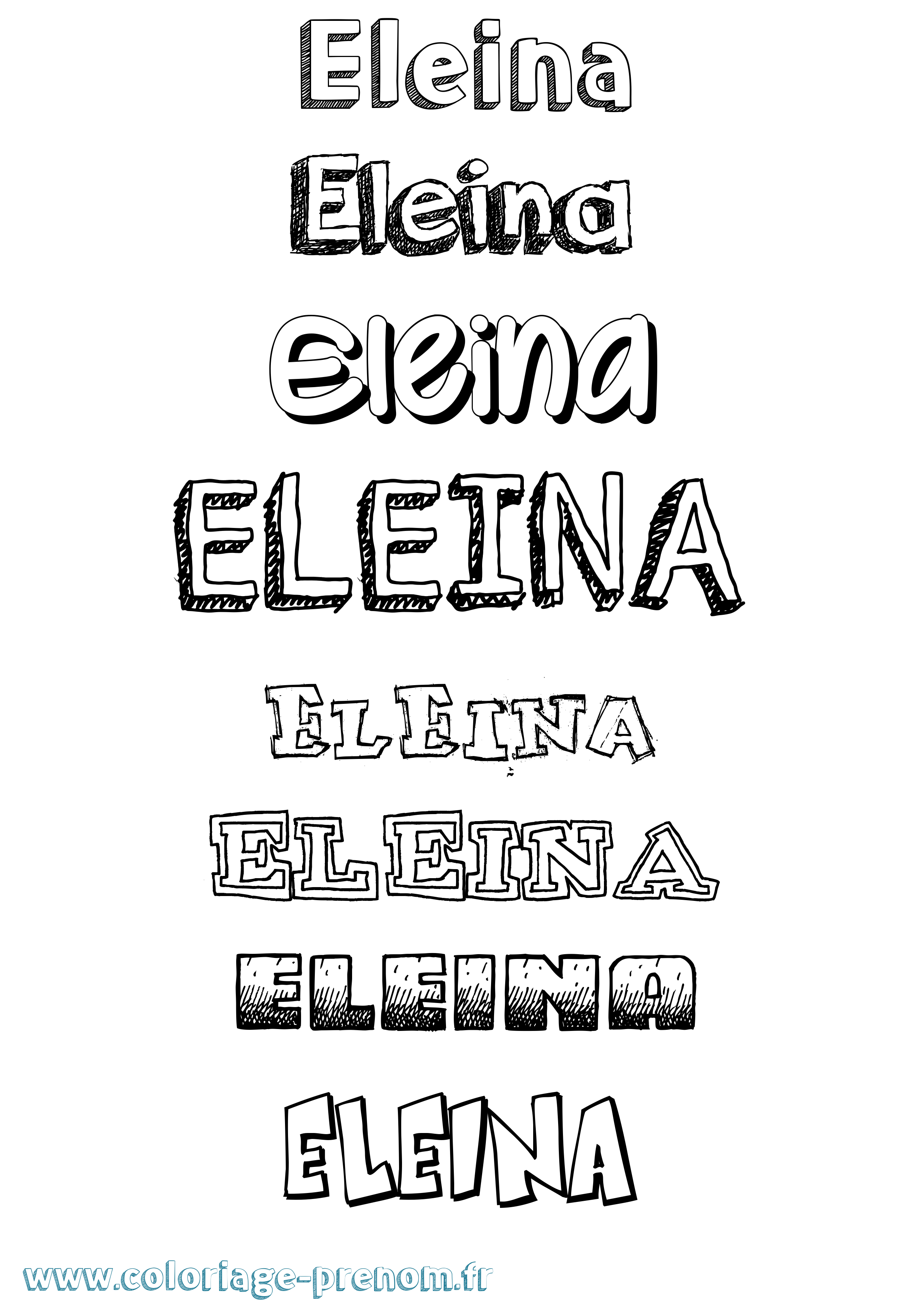 Coloriage Eleina Dessiné Coloriage prénom Eleina Dessiné