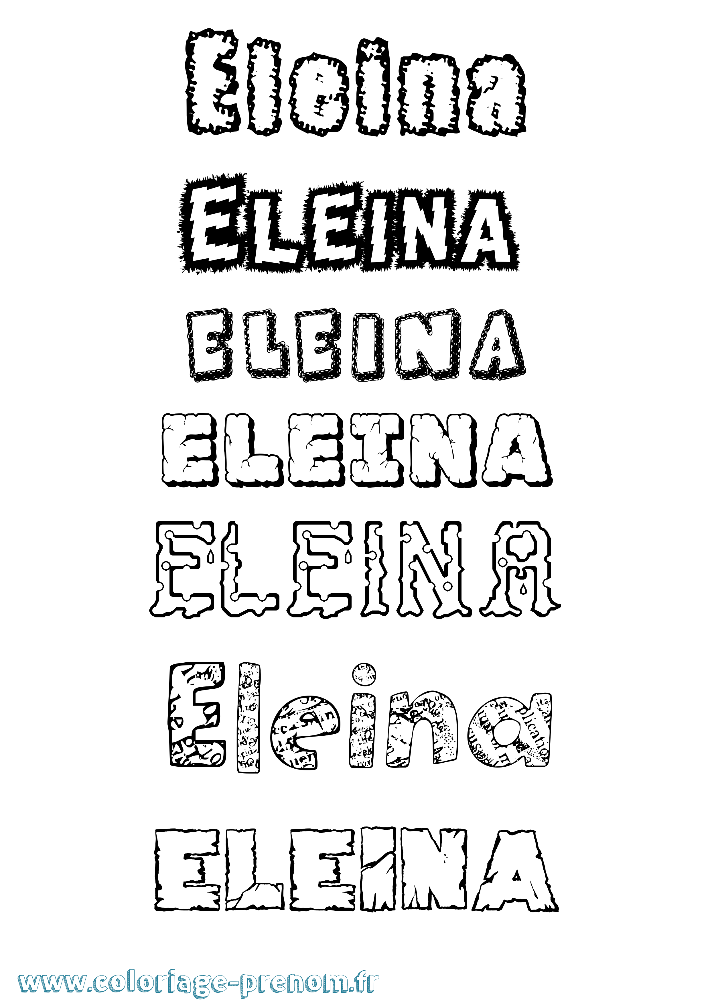 Coloriage Eleina Destructuré Coloriage prénom Eleina Destructuré