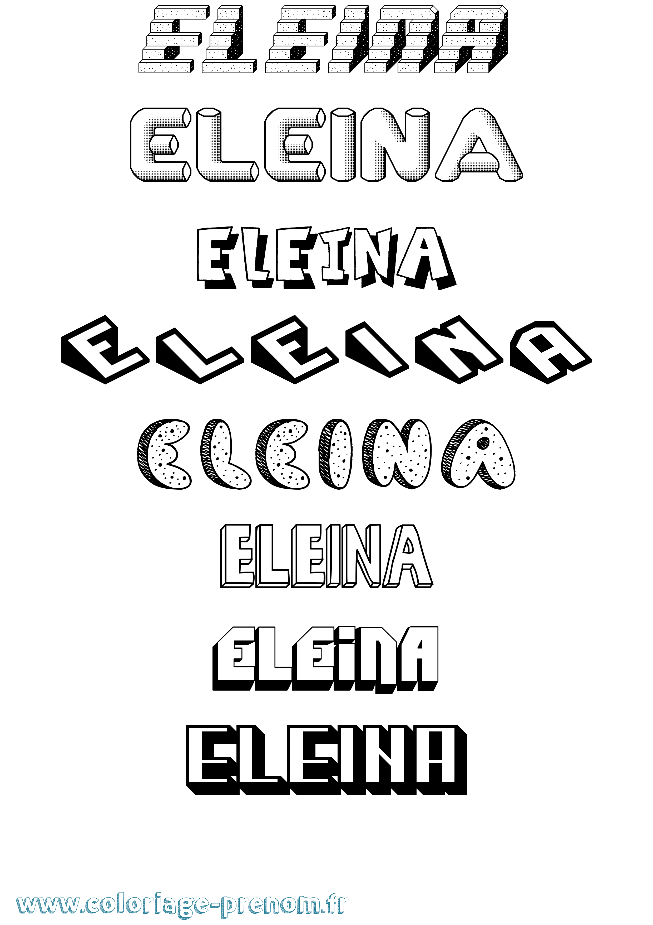 Coloriage Eleina Effet 3D Coloriage prénom Eleina Effet 3D