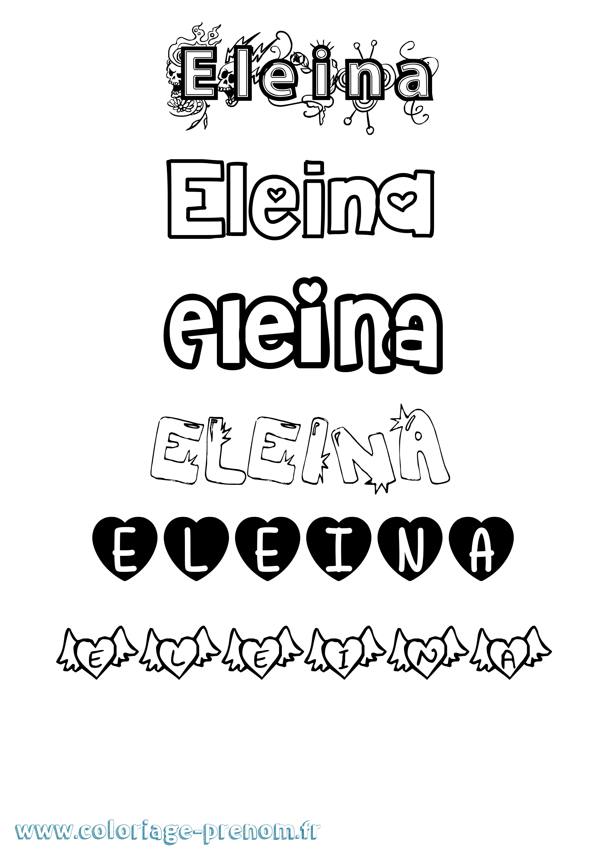 Coloriage Eleina Girly Coloriage prénom Eleina Girly