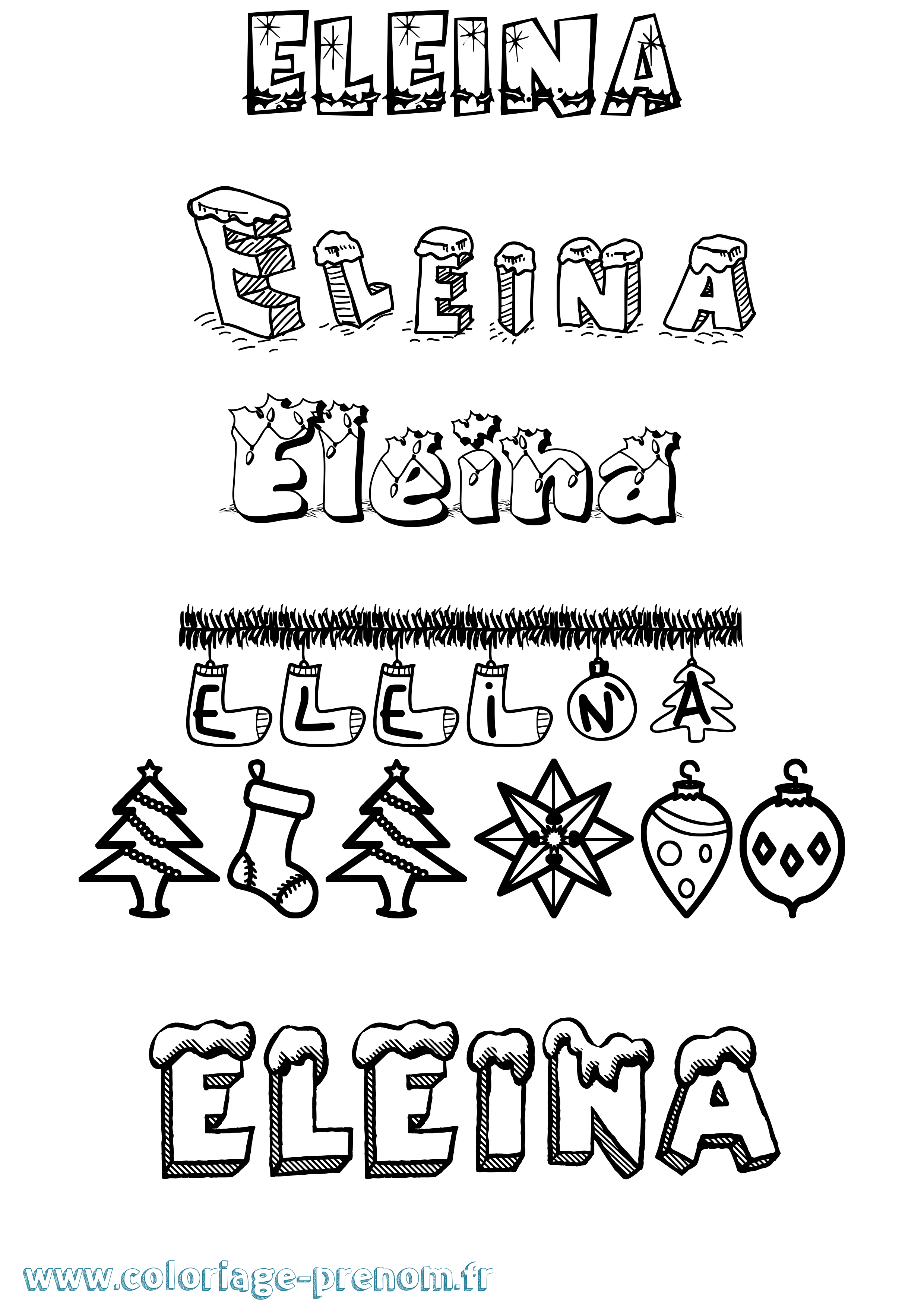 Coloriage Eleina Noël Coloriage prénom Eleina Noël
