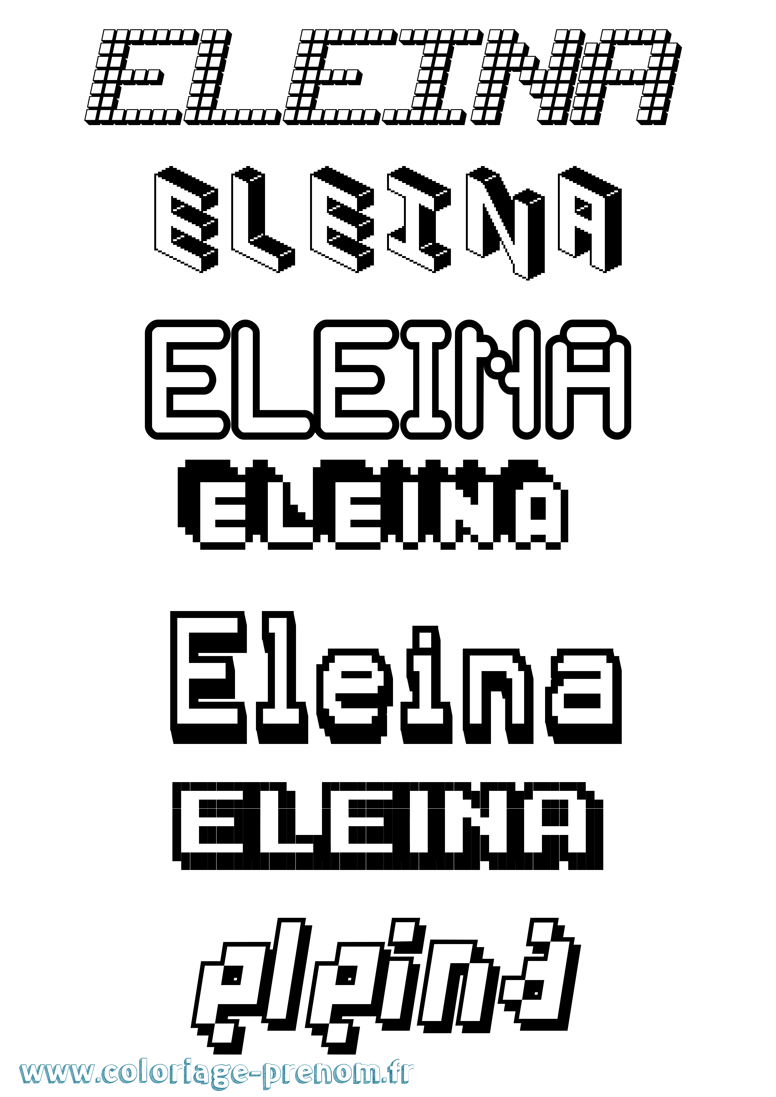 Coloriage Eleina Pixel Coloriage prénom Eleina Pixel