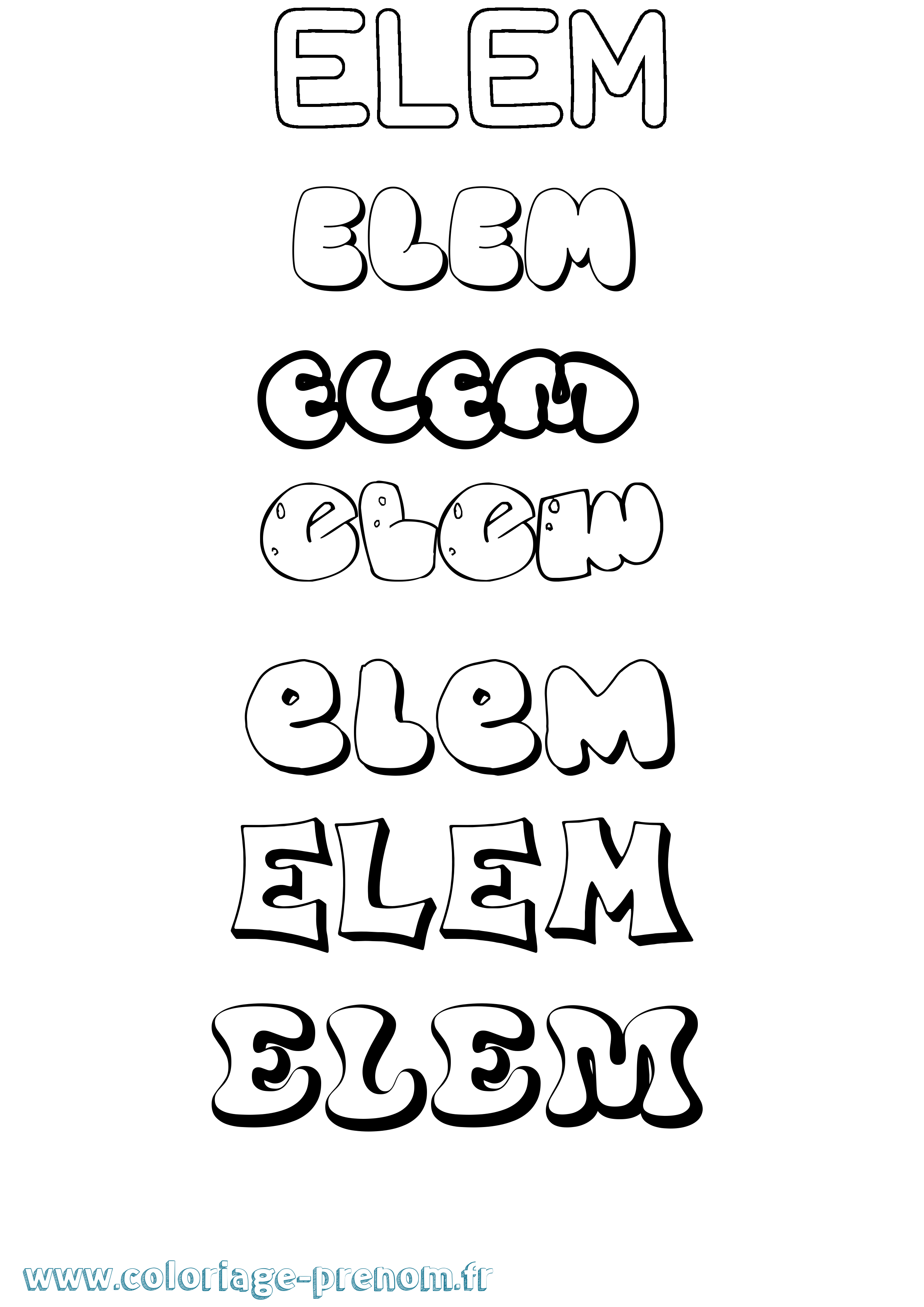 Coloriage Elem Bubble Coloriage prénom Elem Bubble