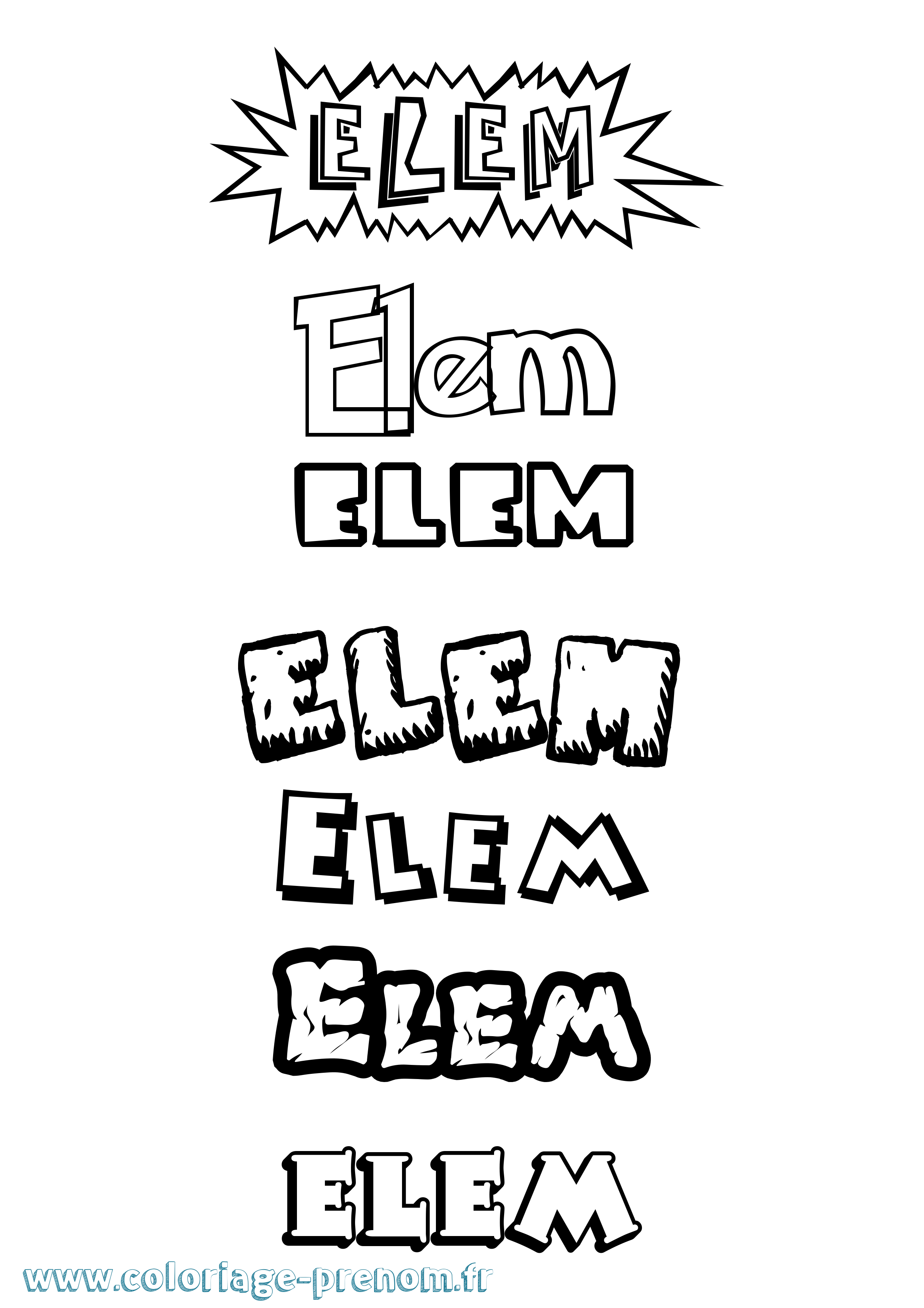 Coloriage Elem Dessin Animé Coloriage prénom Elem Dessin Animé