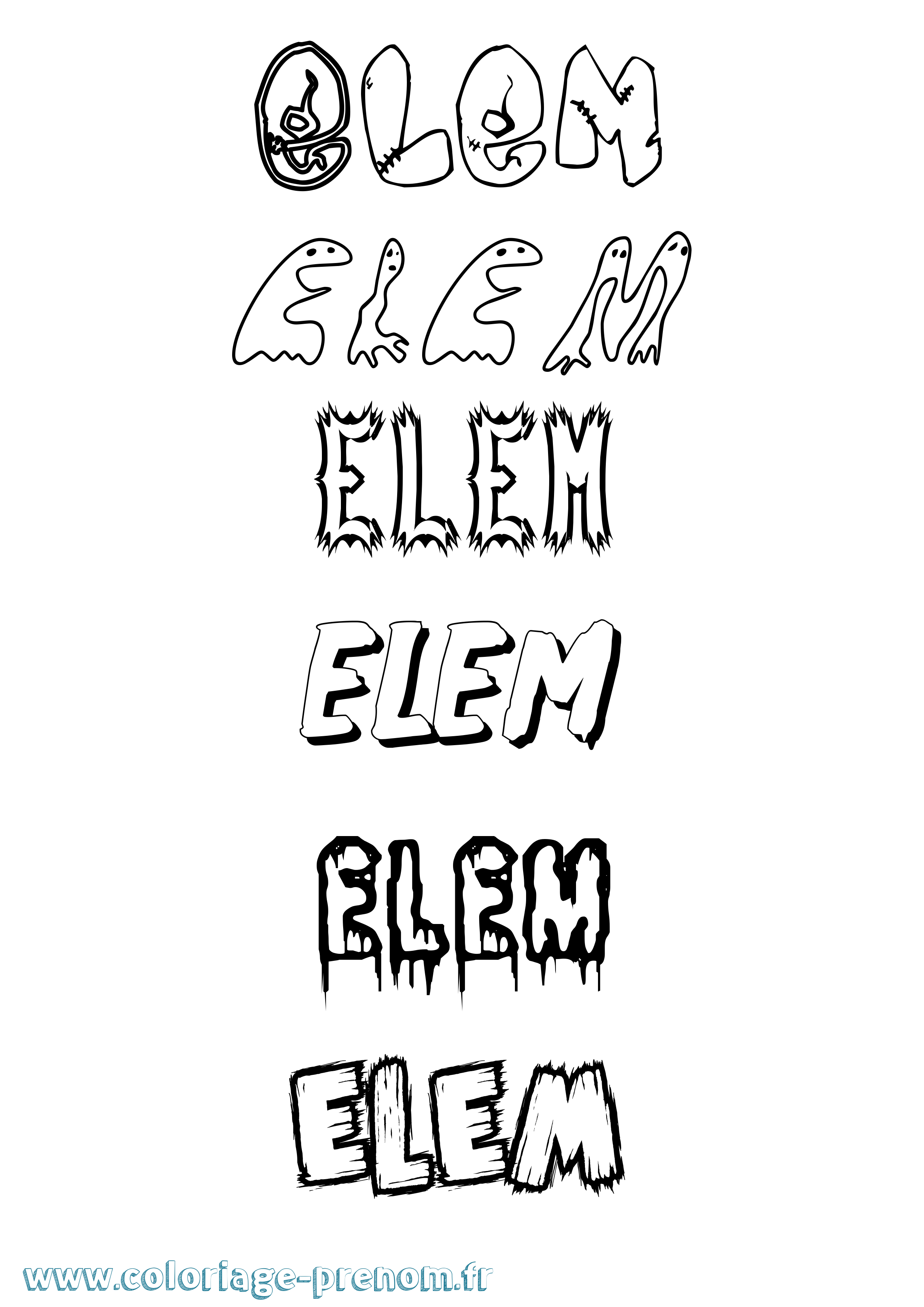 Coloriage Elem Frisson Coloriage prénom Elem Frisson