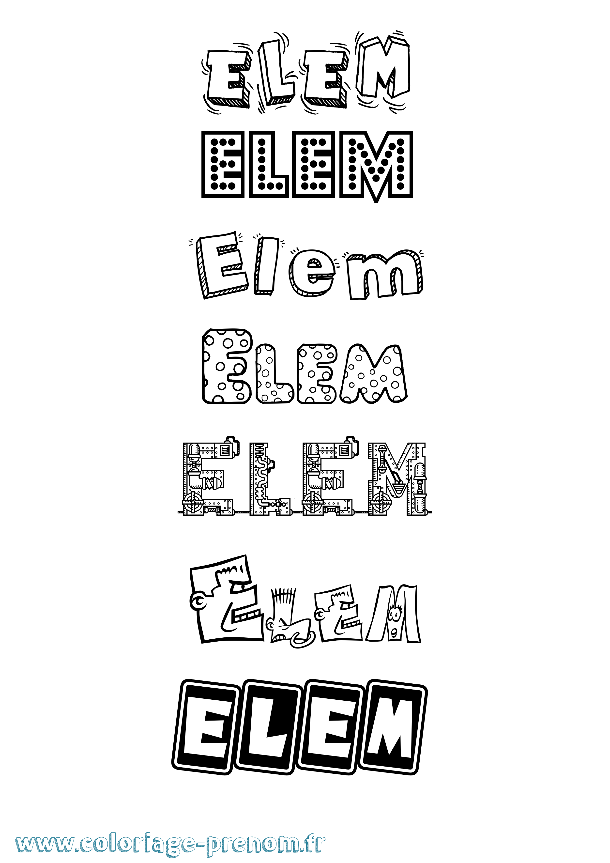 Coloriage Elem Fun Coloriage prénom Elem Fun