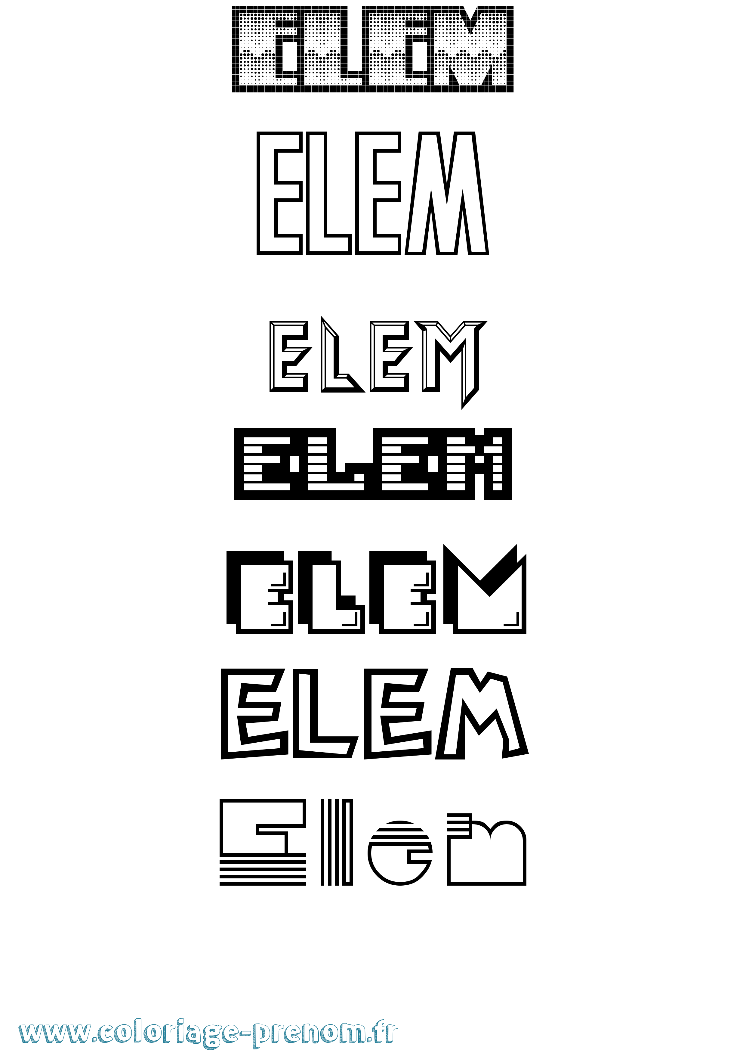 Coloriage Elem Jeux Vidéos Coloriage prénom Elem Jeux Vidéos