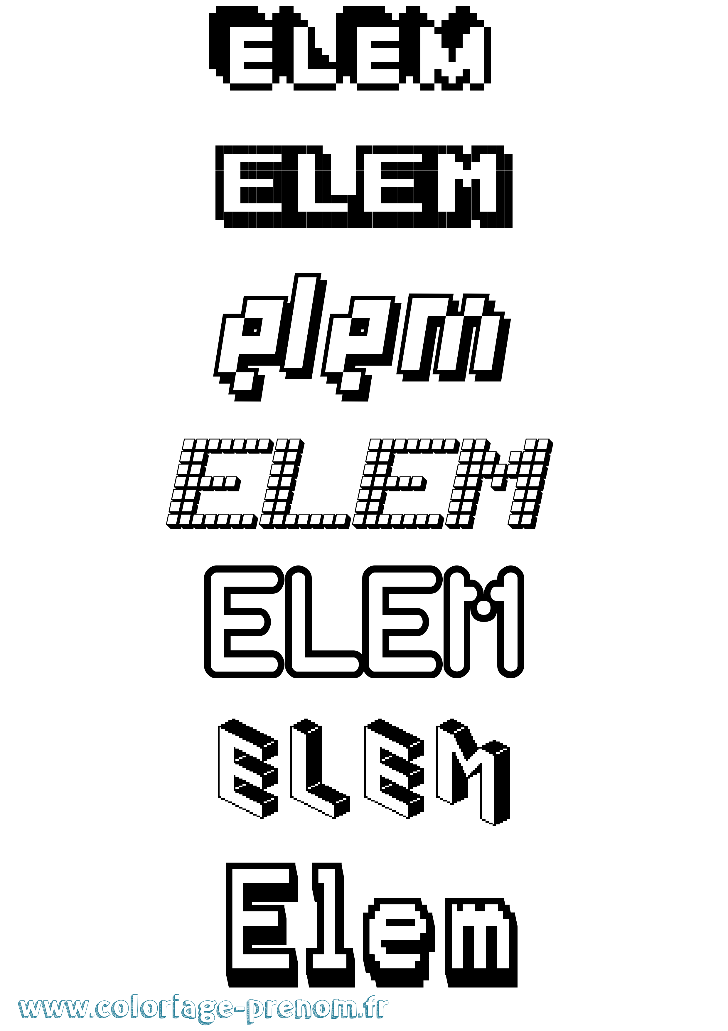 Coloriage Elem Pixel Coloriage prénom Elem Pixel