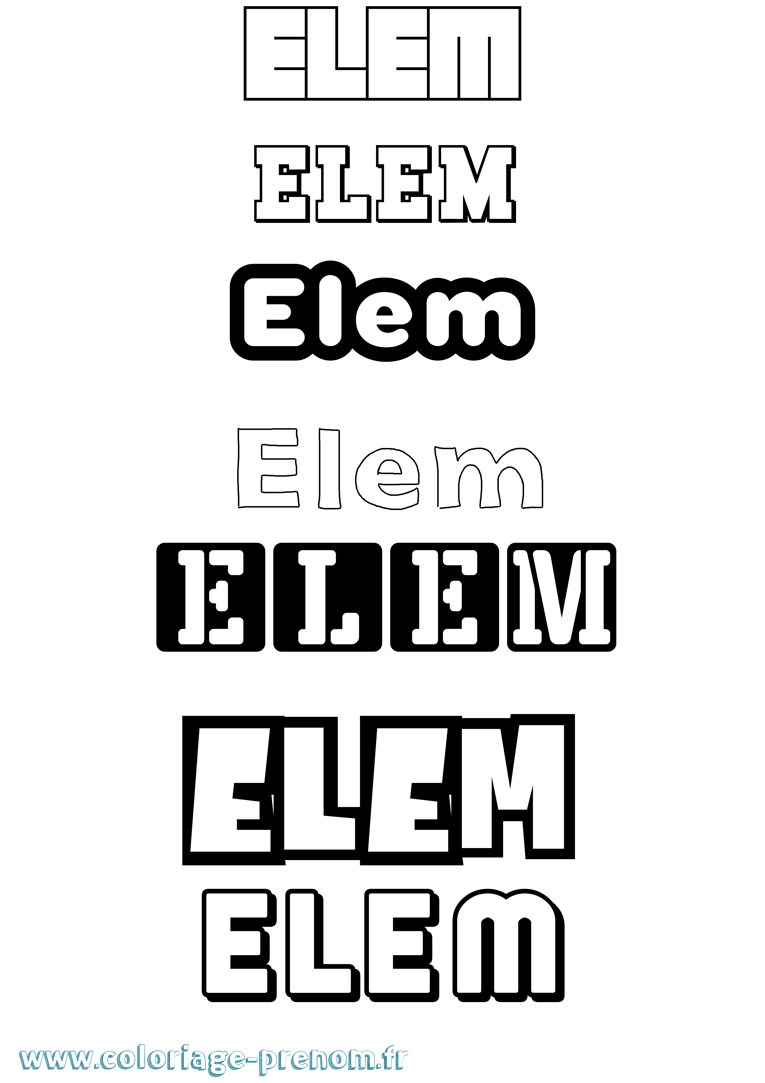 Coloriage Elem Simple Coloriage prénom Elem Simple