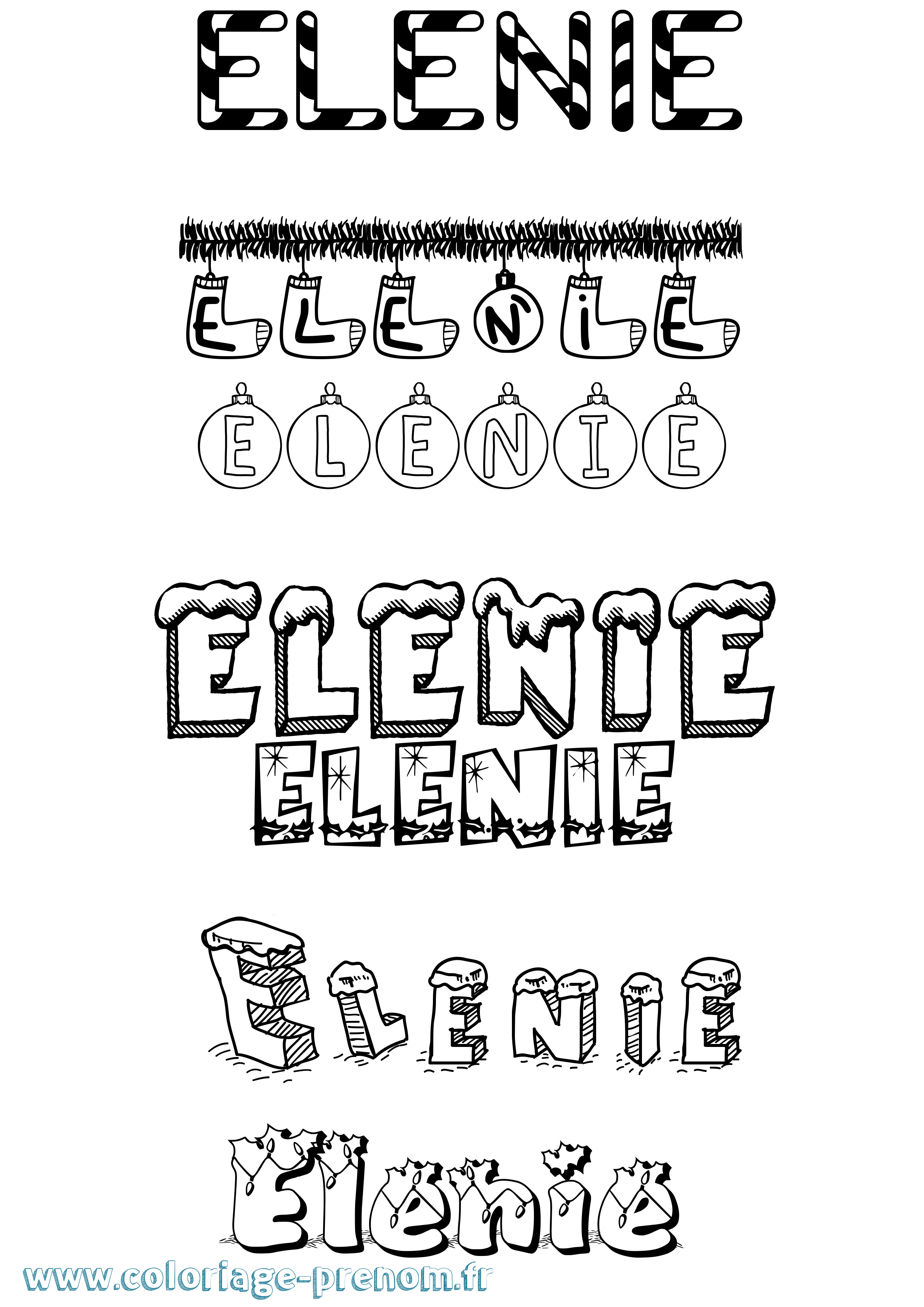 Coloriage Elenie Noël Coloriage prénom Elenie Noël