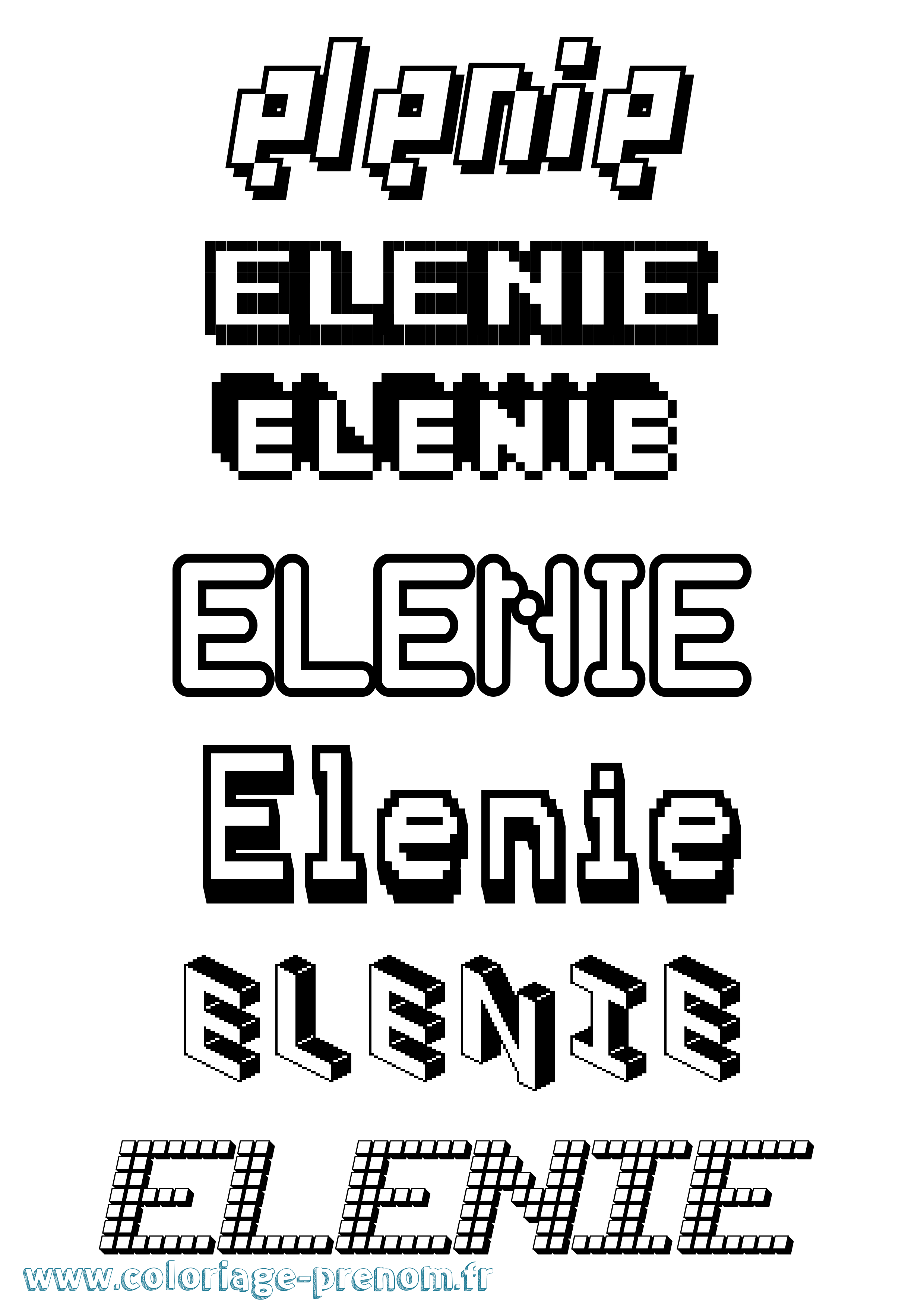 Coloriage Elenie Pixel Coloriage prénom Elenie Pixel