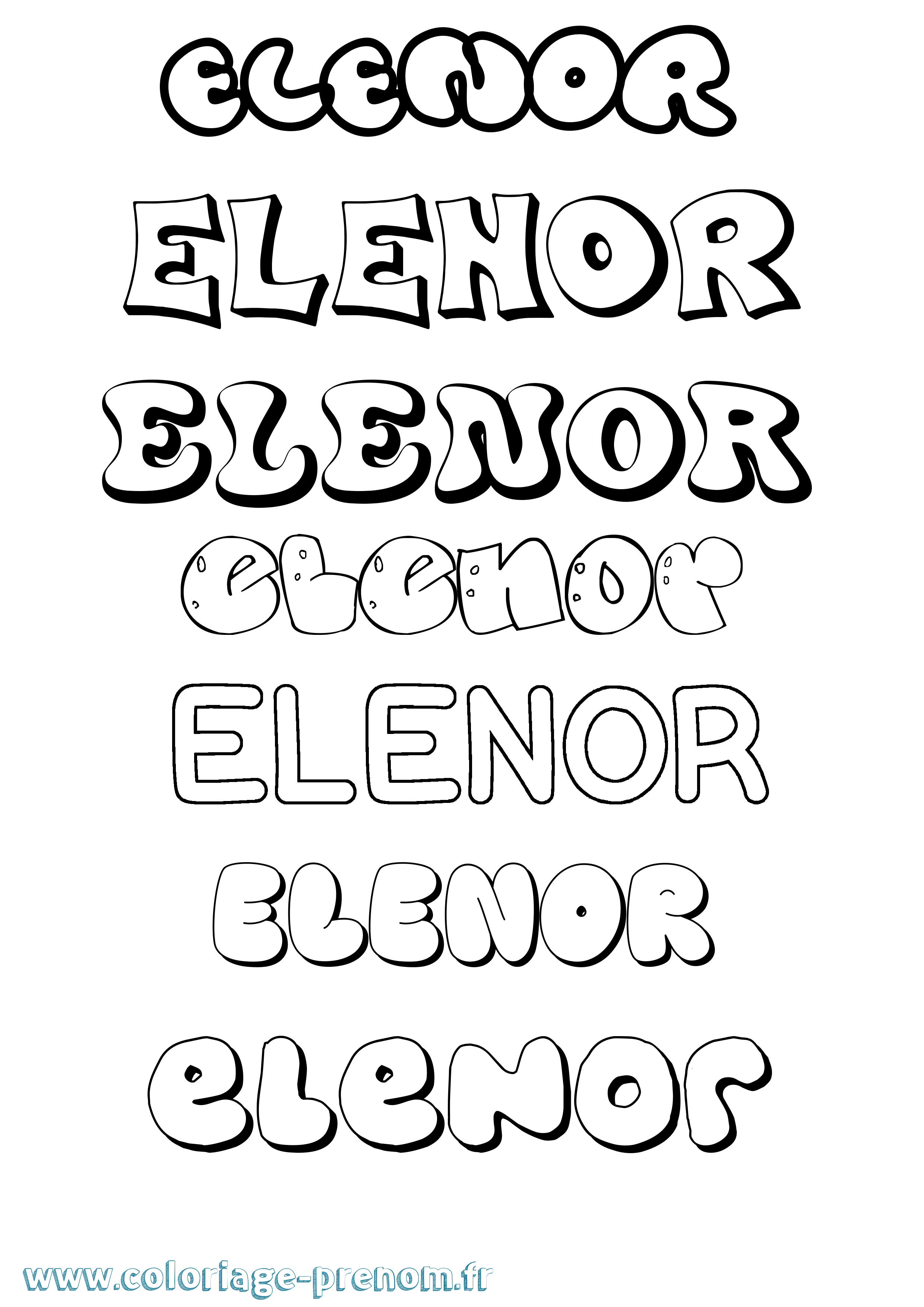 Coloriage Elenor Bubble Coloriage prénom Elenor Bubble