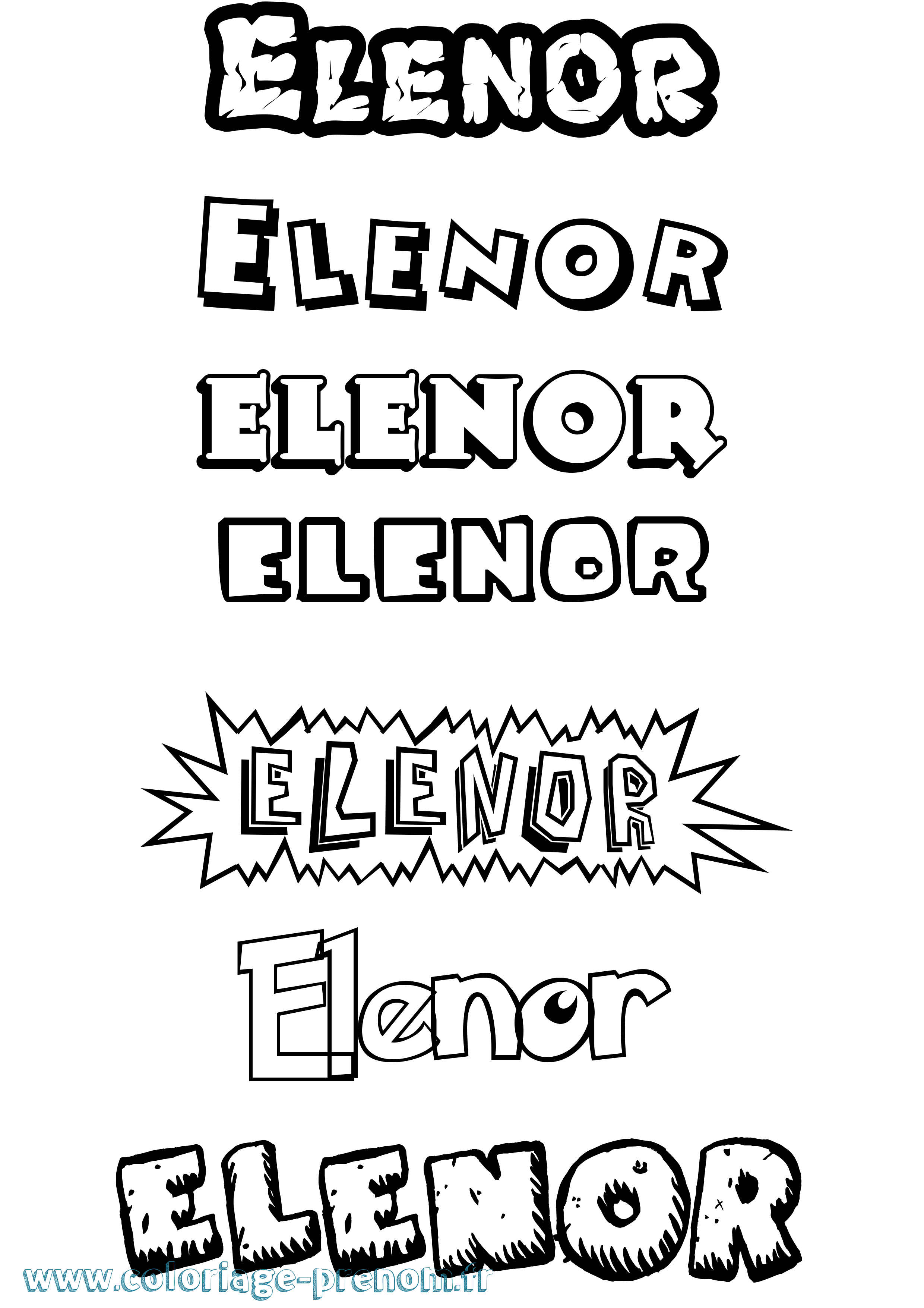 Coloriage Elenor Dessin Animé Coloriage prénom Elenor Dessin Animé