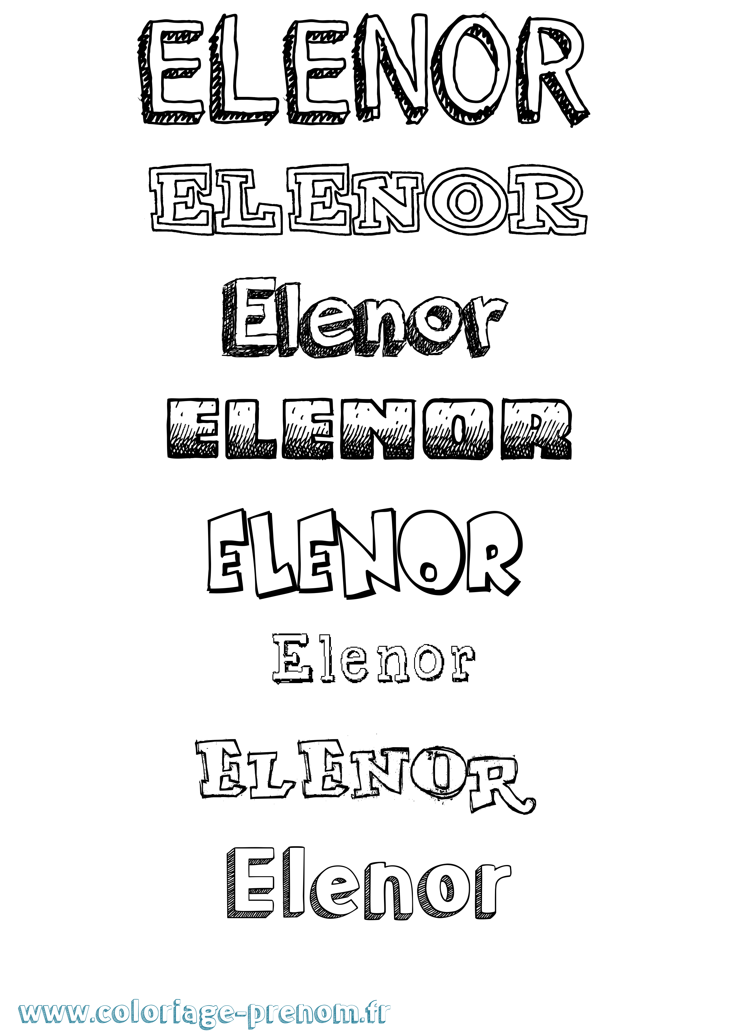 Coloriage Elenor Dessiné Coloriage prénom Elenor Dessiné