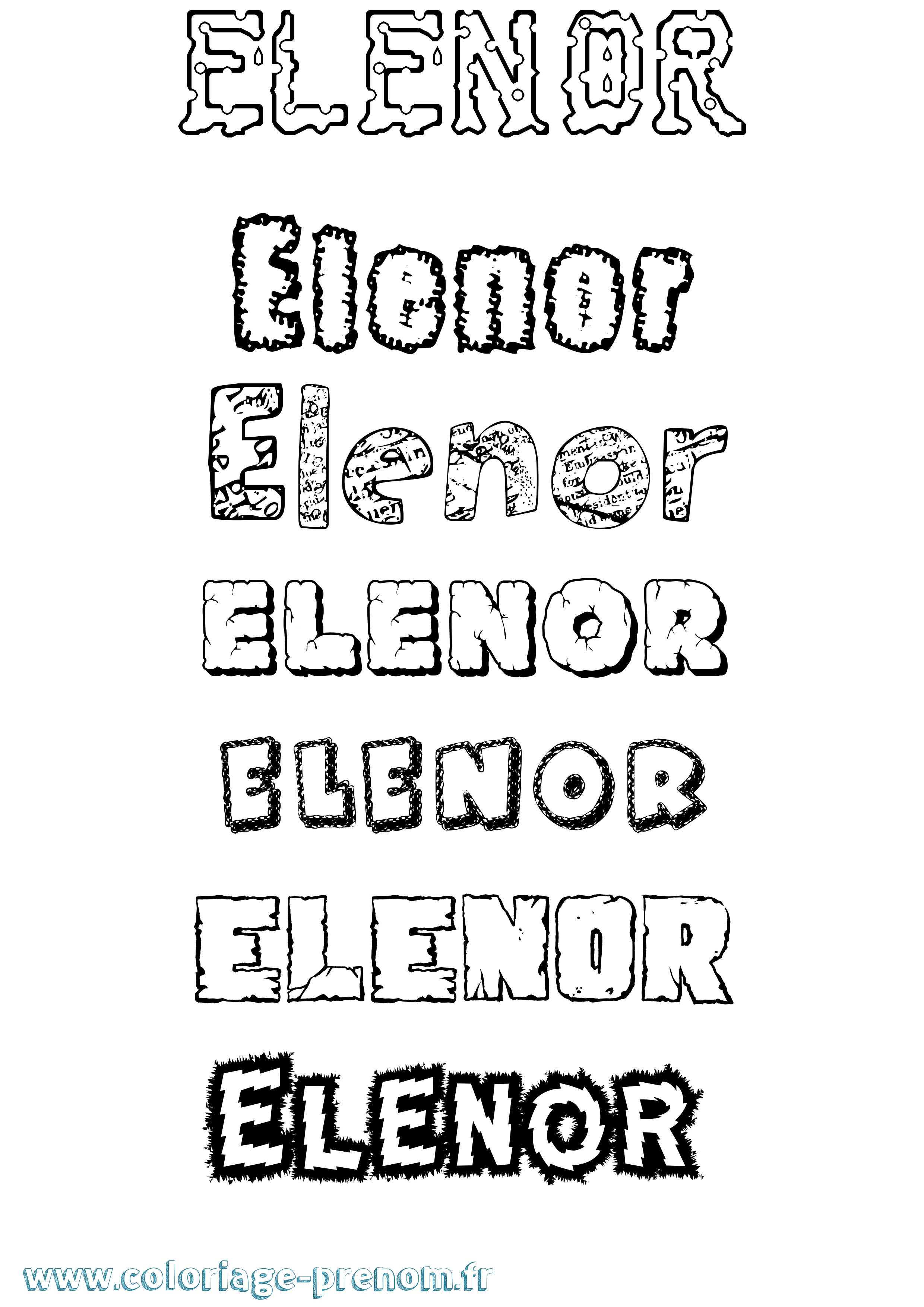 Coloriage Elenor Destructuré Coloriage prénom Elenor Destructuré