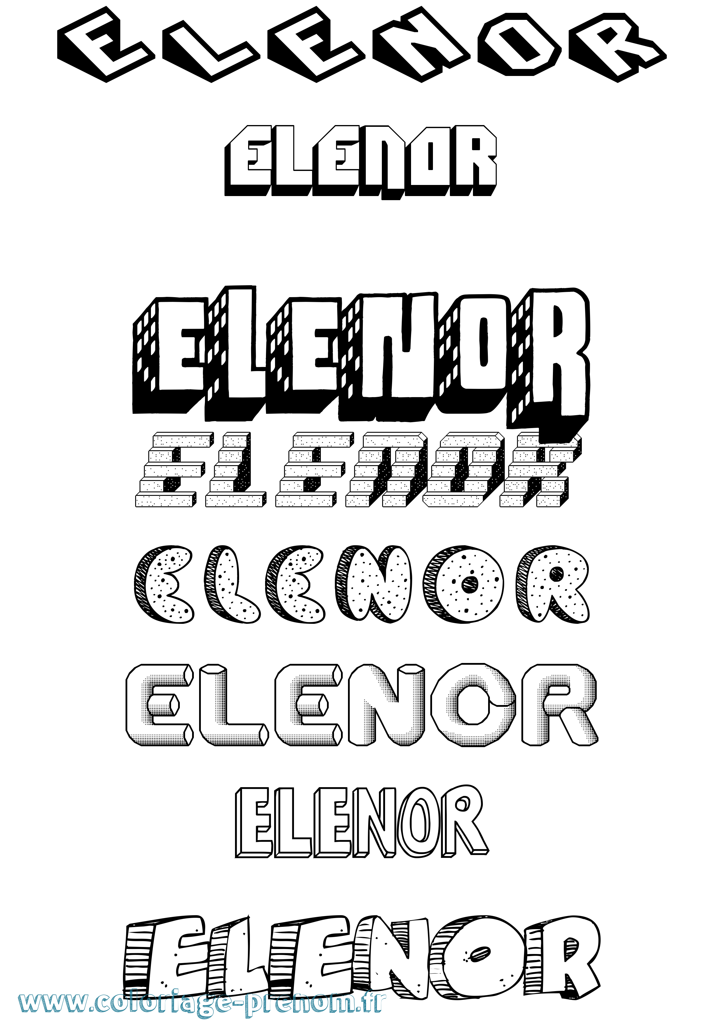 Coloriage Elenor Effet 3D Coloriage prénom Elenor Effet 3D